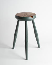 Sussex Elm Tall Round Milking Stool in Green