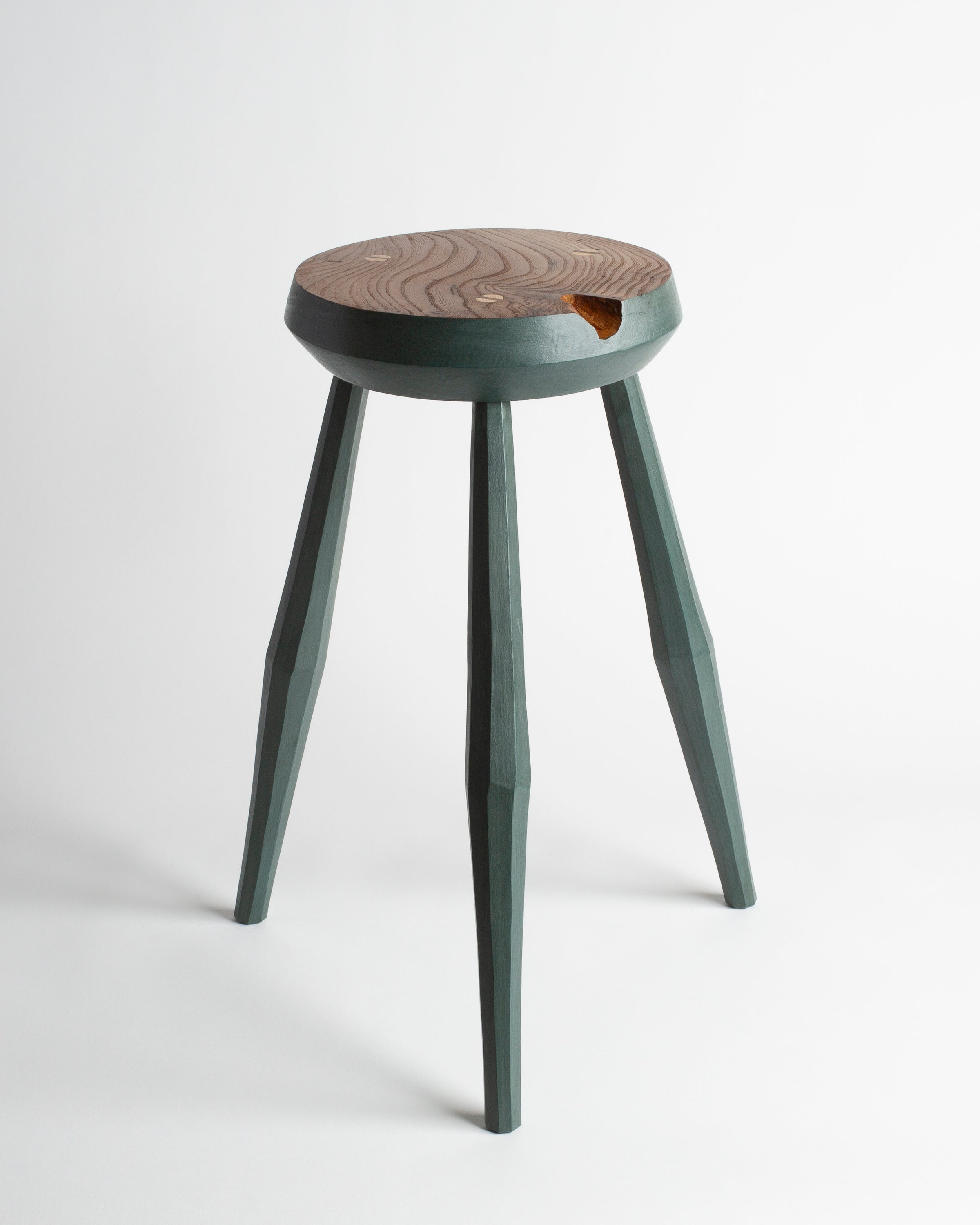 Sussex Elm Tall Round Milking Stool in Green