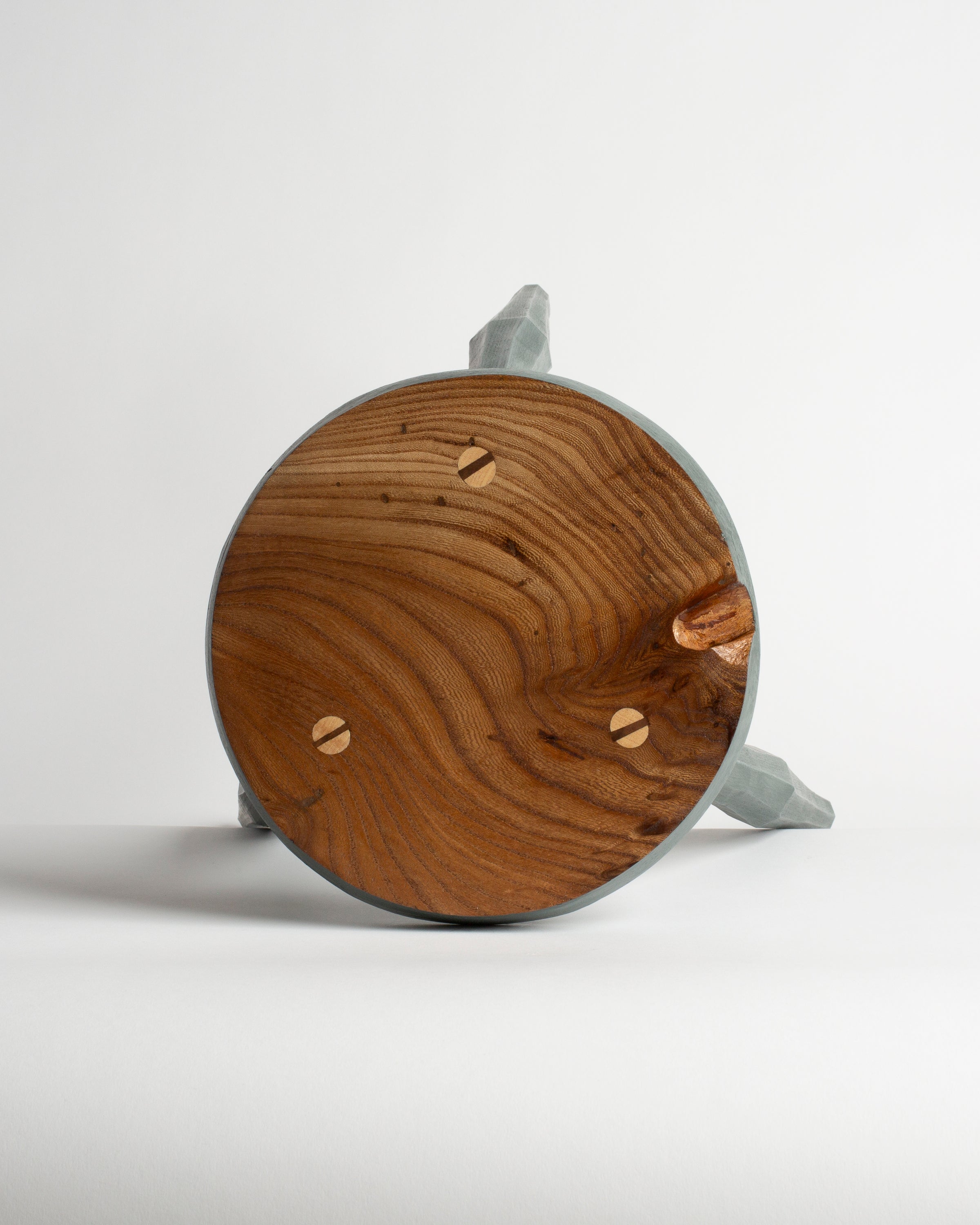 Sussex Elm Tall Round Milking Stool in Green