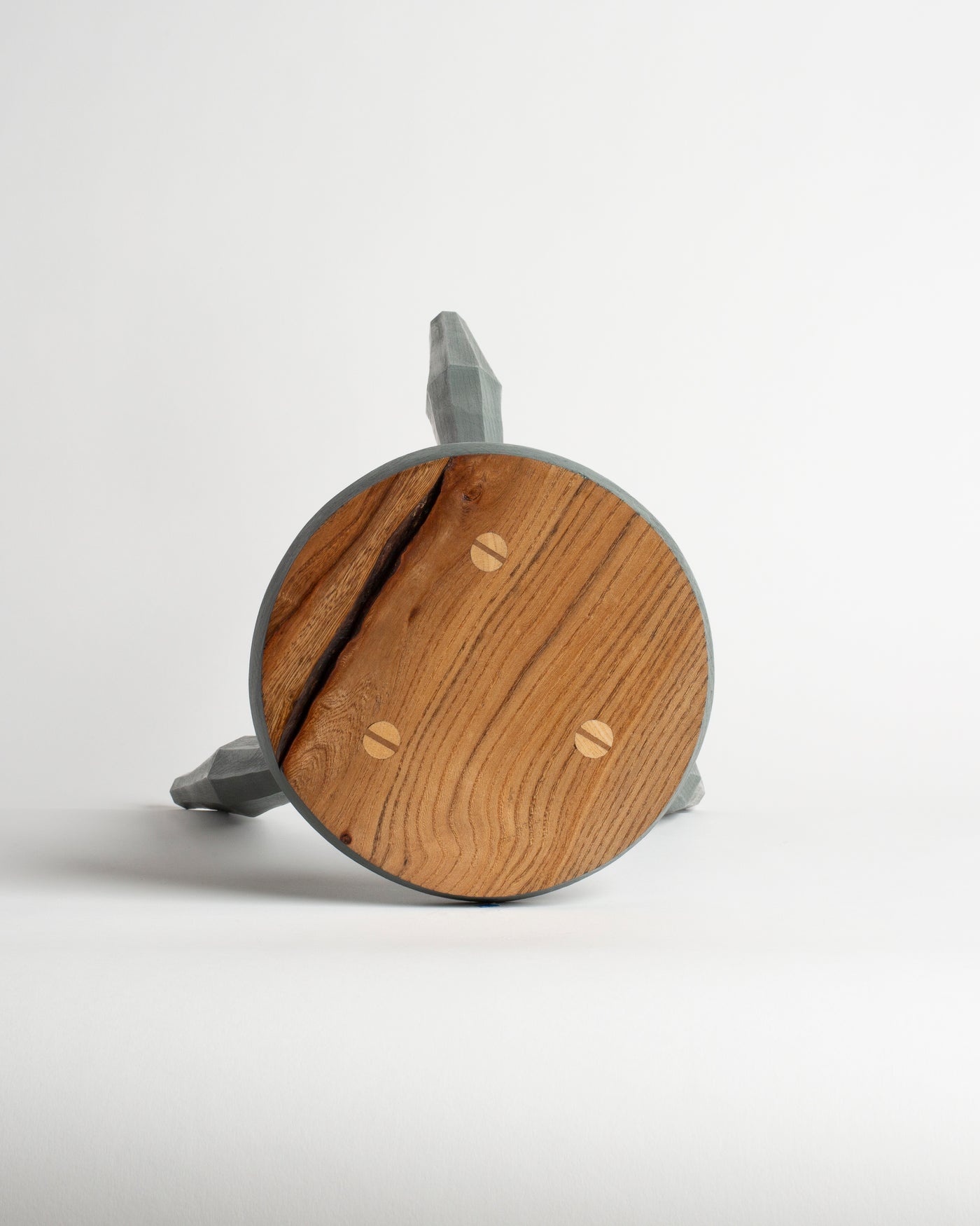 Elm and Ash Round Milking Stool in Green