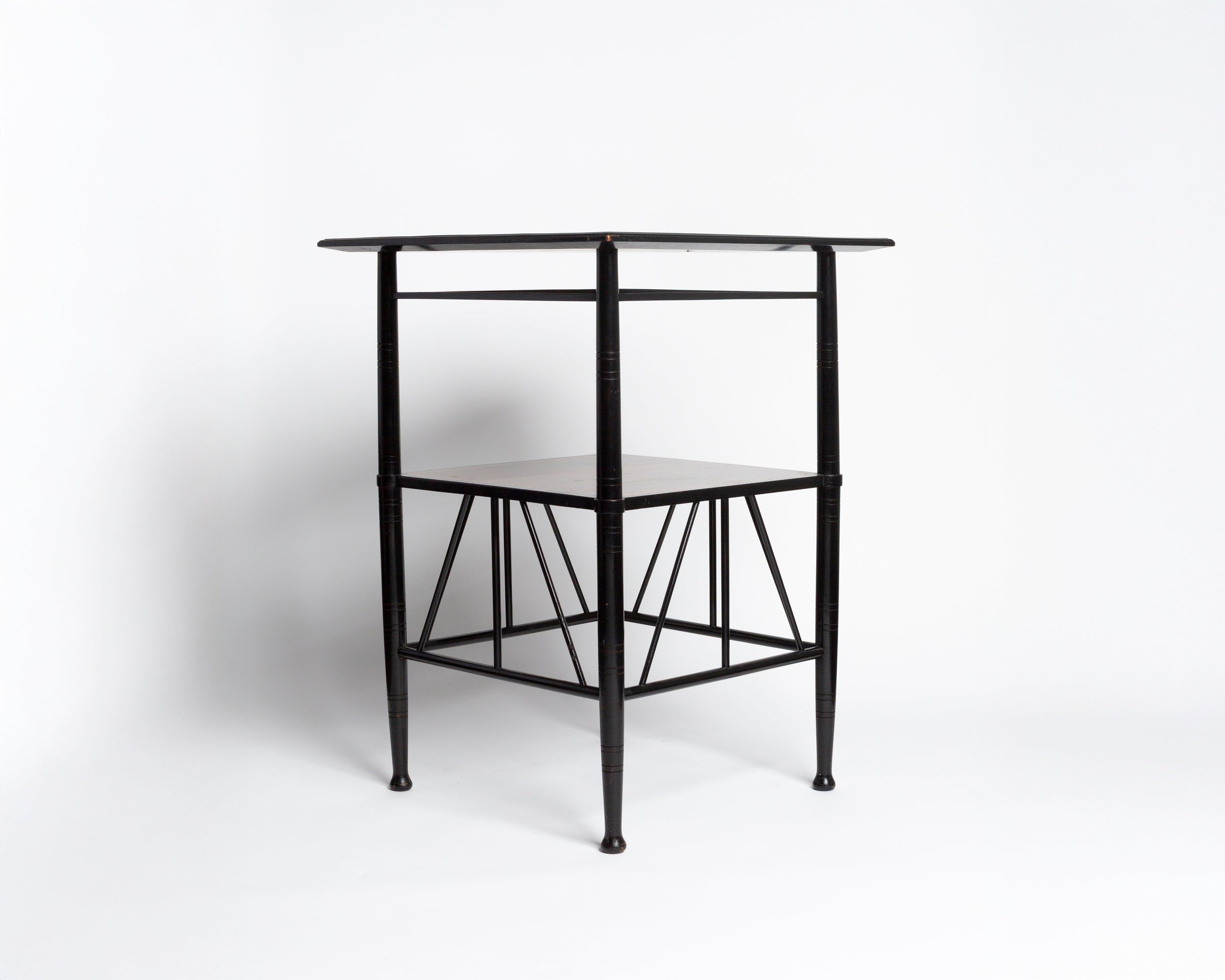 ANTIQUE SQUARE SIDE TABLE IN BLACK BY E W GODWIN [1870]