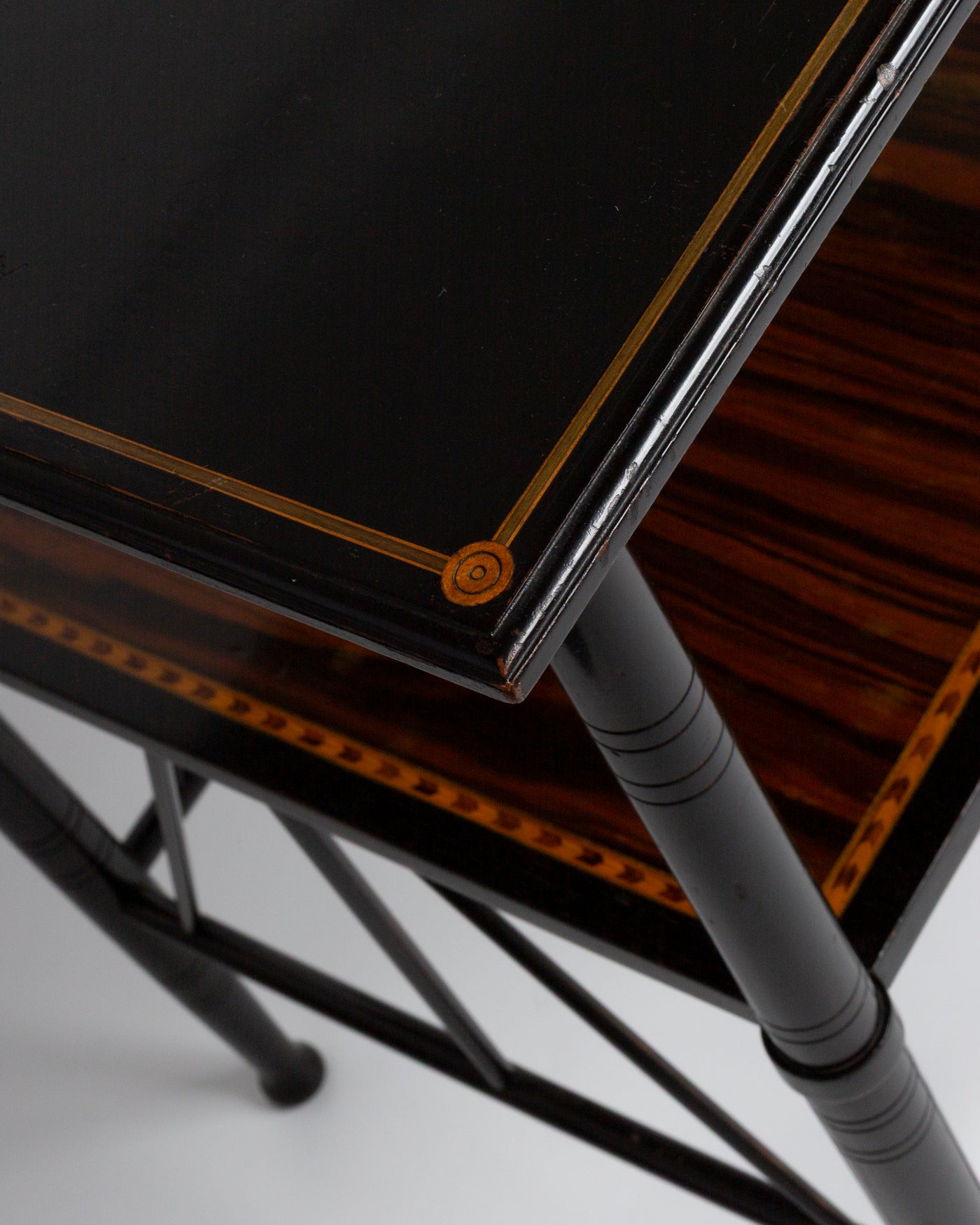 ANTIQUE SQUARE SIDE TABLE IN BLACK BY E W GODWIN [1870]