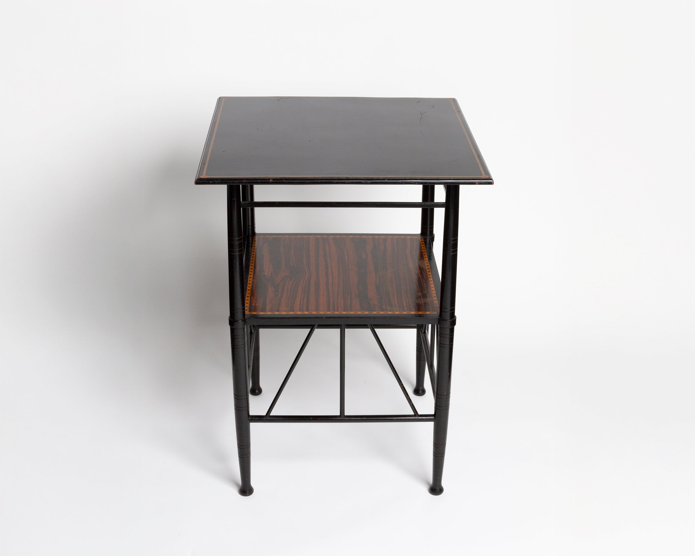 ANTIQUE SQUARE SIDE TABLE IN BLACK BY E W GODWIN [1870]