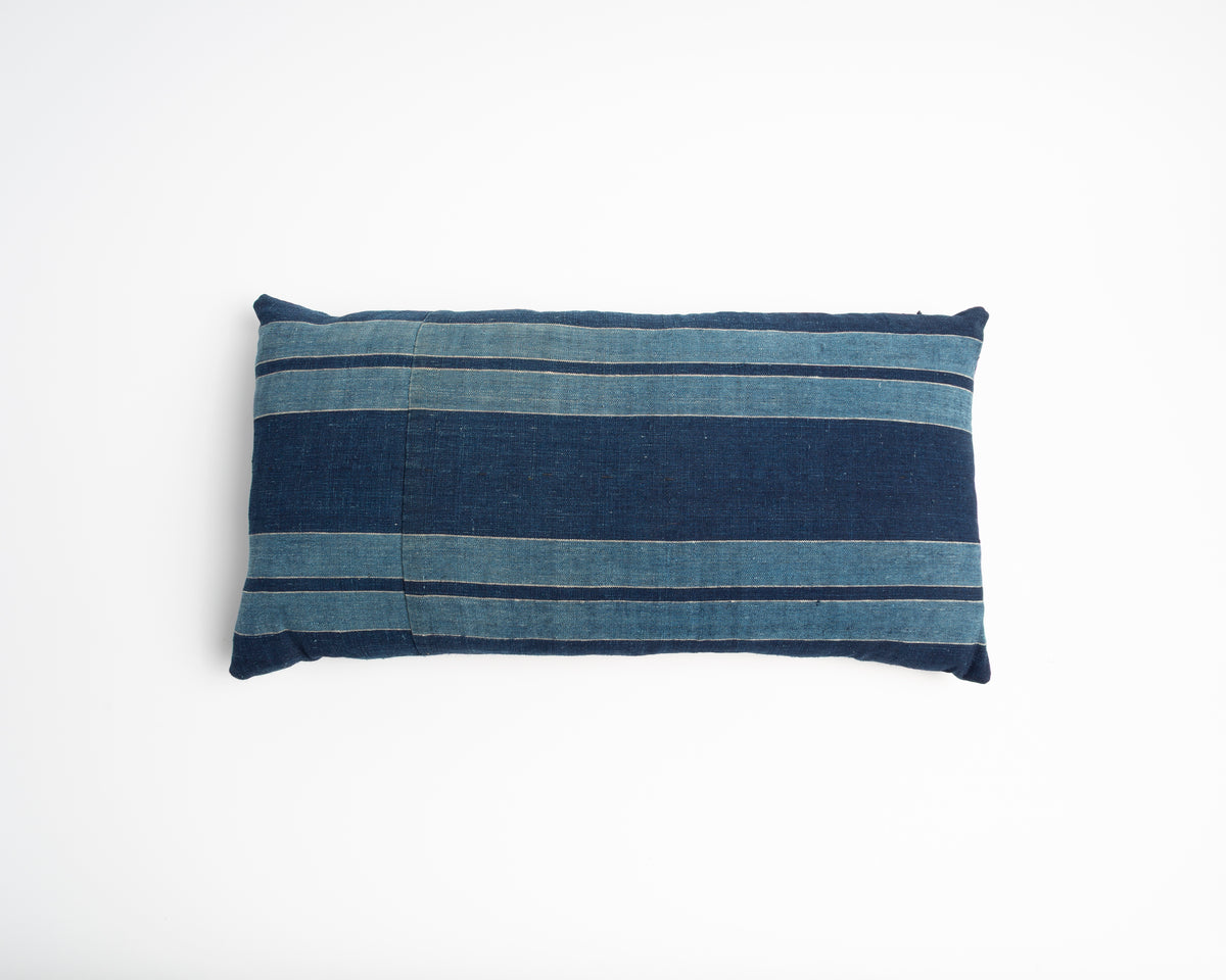 JAPANESE FUTON STRIPE LONG CUSHION IN INDIGO