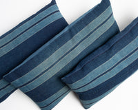 JAPANESE FUTON STRIPE LONG CUSHION IN INDIGO