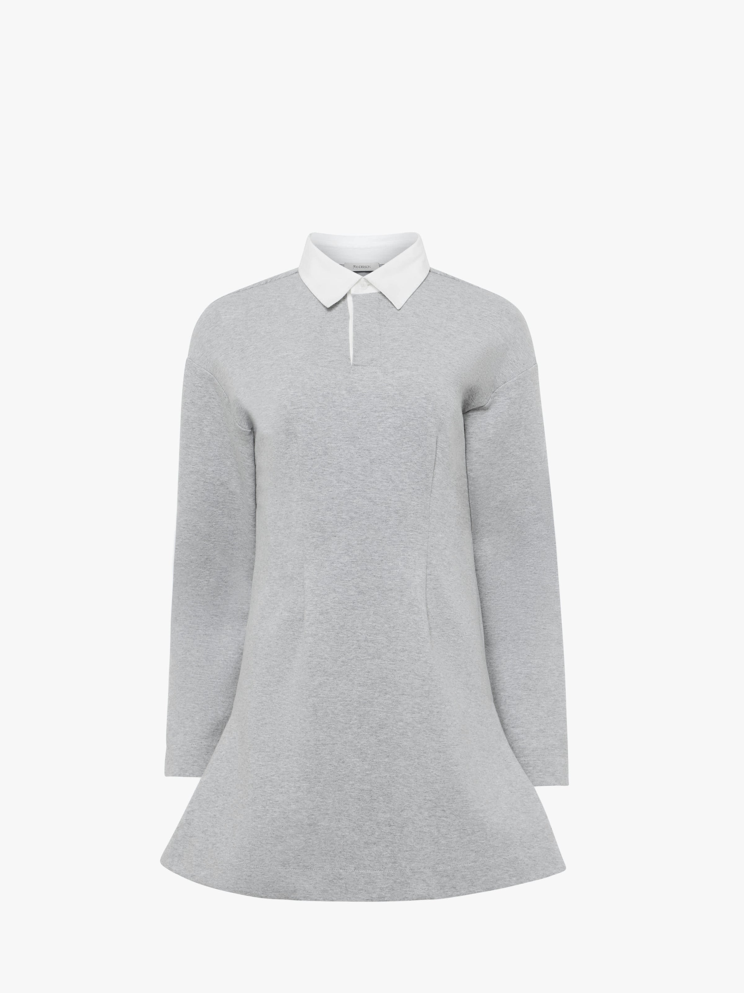 CL_LONG SLEEVE POLO DRESS - MID GREY MELANGE_JD0047PG1845