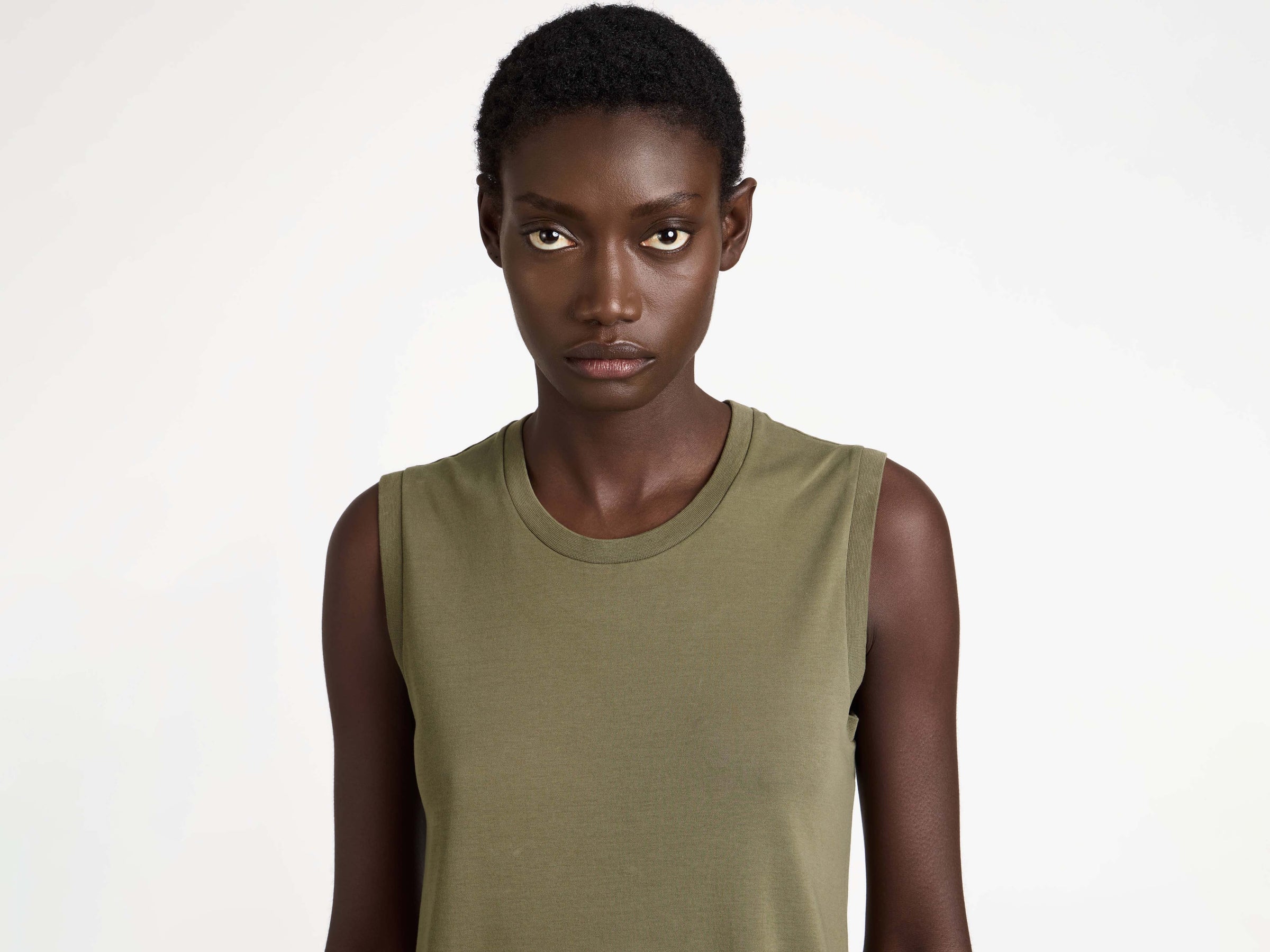 WOMENS HEM KNOT DRESS IN KHAKI