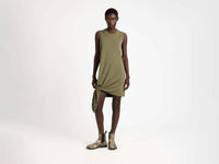 WOMENS HEM KNOT DRESS IN KHAKI