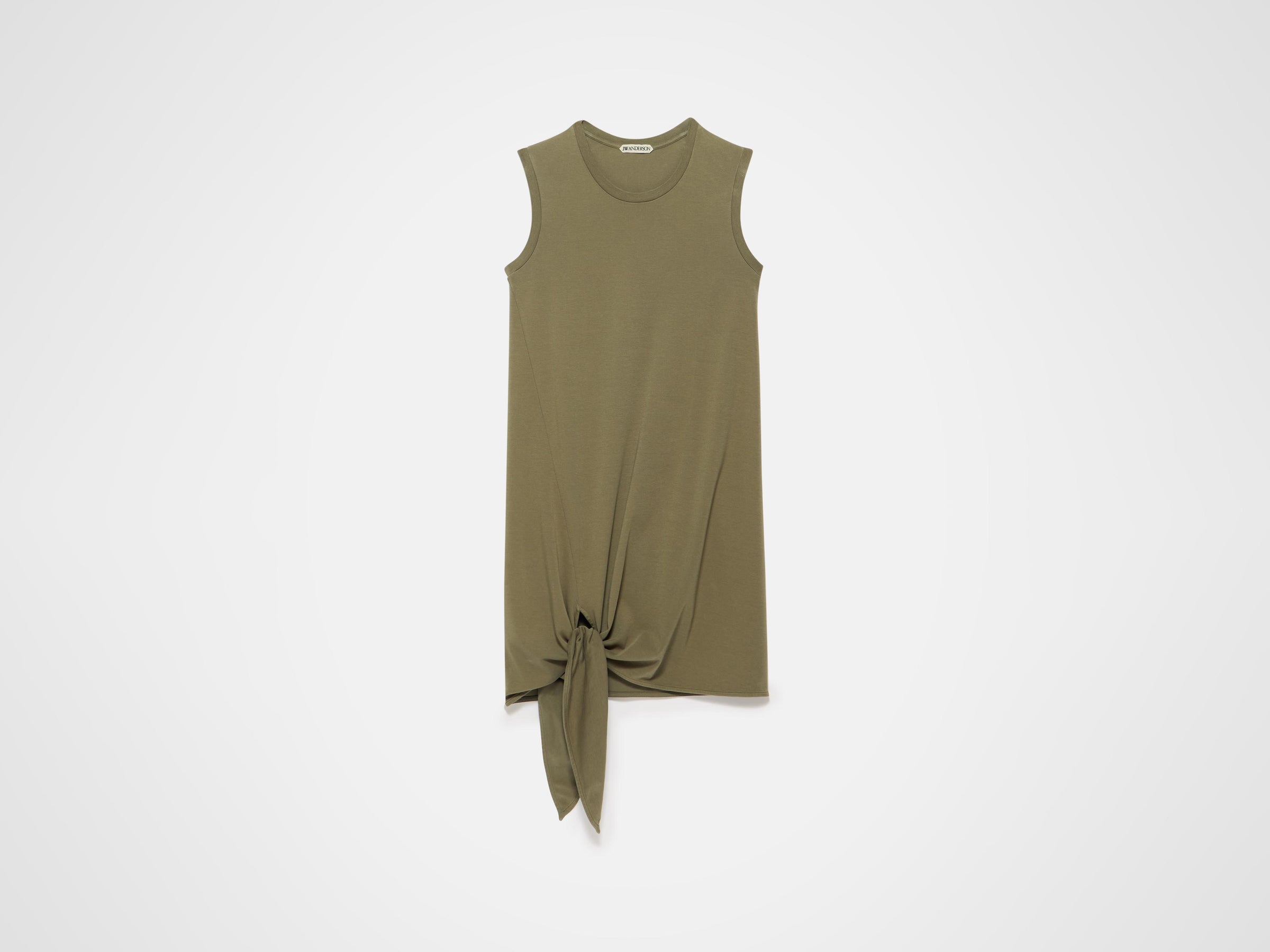 WOMENS HEM KNOT DRESS IN KHAKI