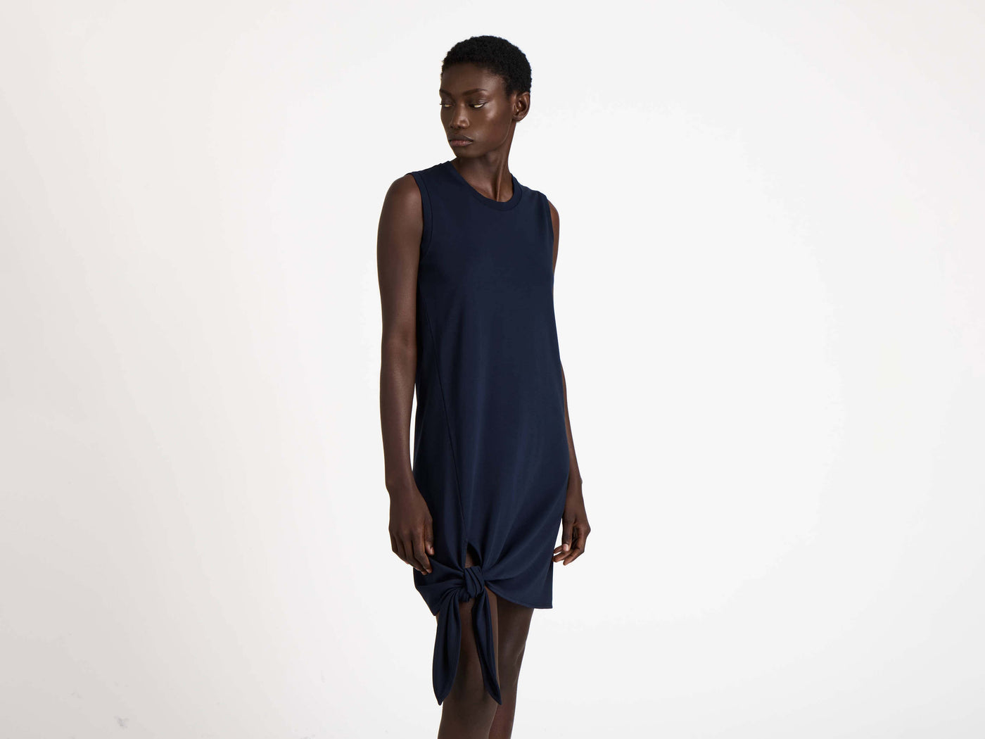 hem knot dress navy Model Detail 8
