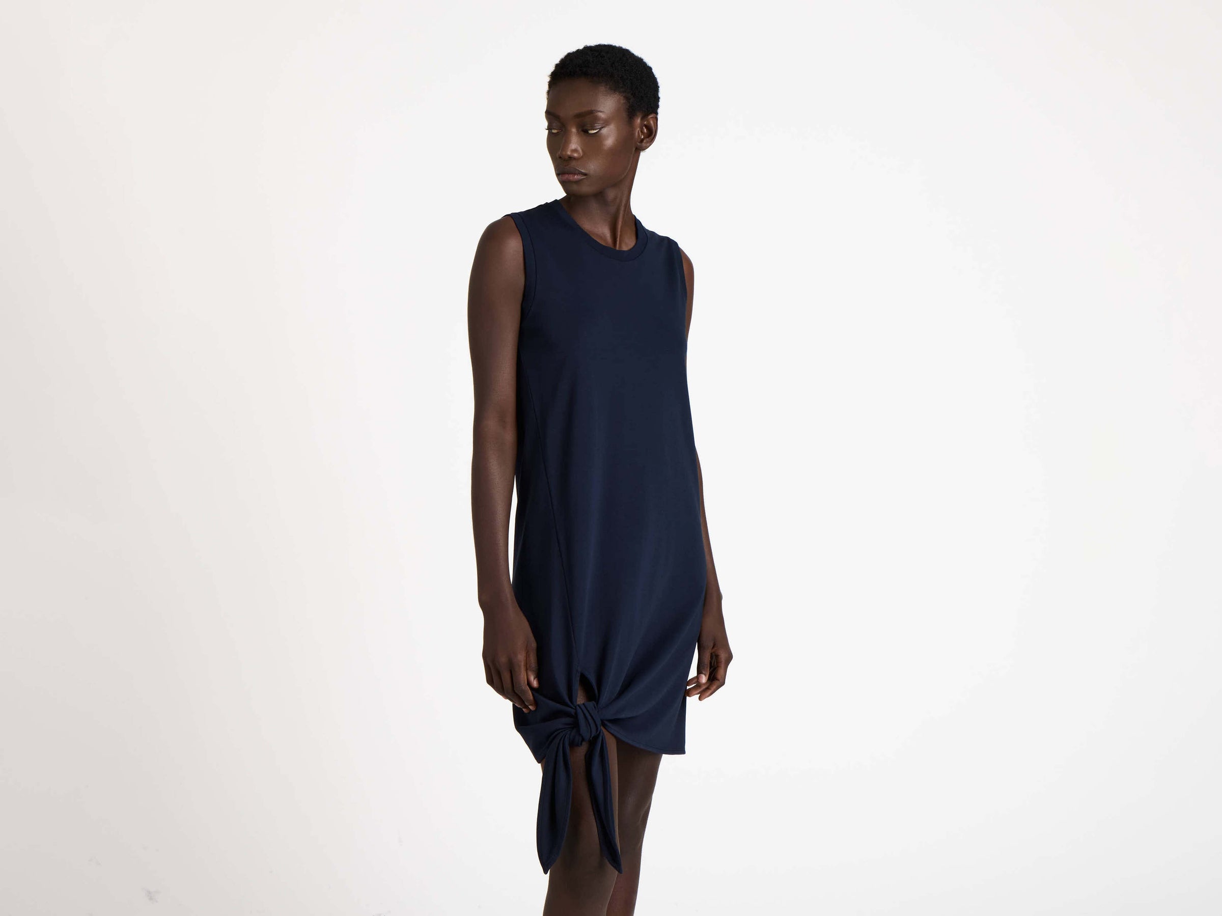 hem knot dress navy Model Detail 8