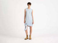 hem knot dress white light blue Model Front 1