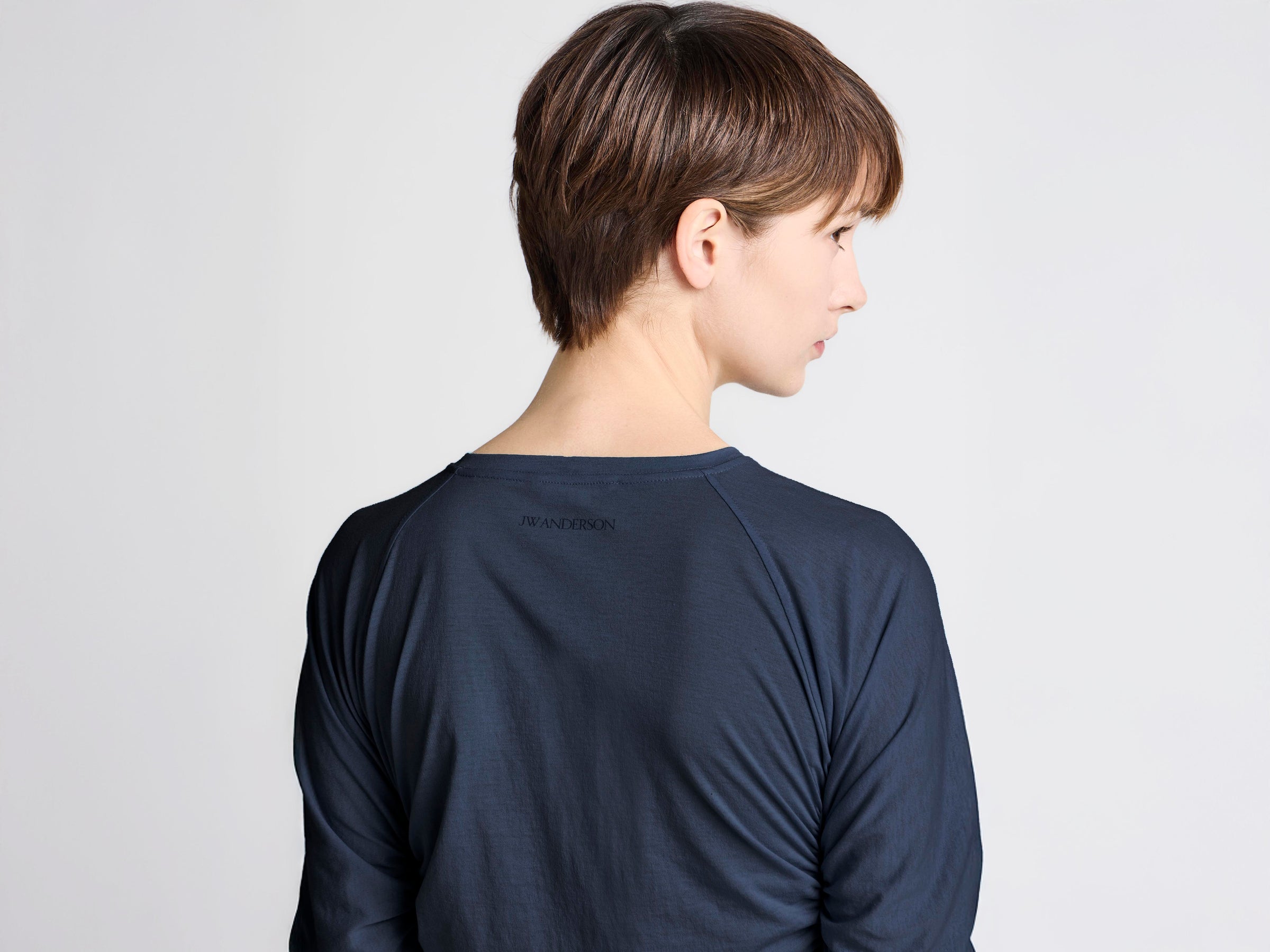 WOMENS RUCHED JERSEY DRESS IN NAVY