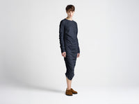 WOMENS RUCHED JERSEY DRESS IN NAVY