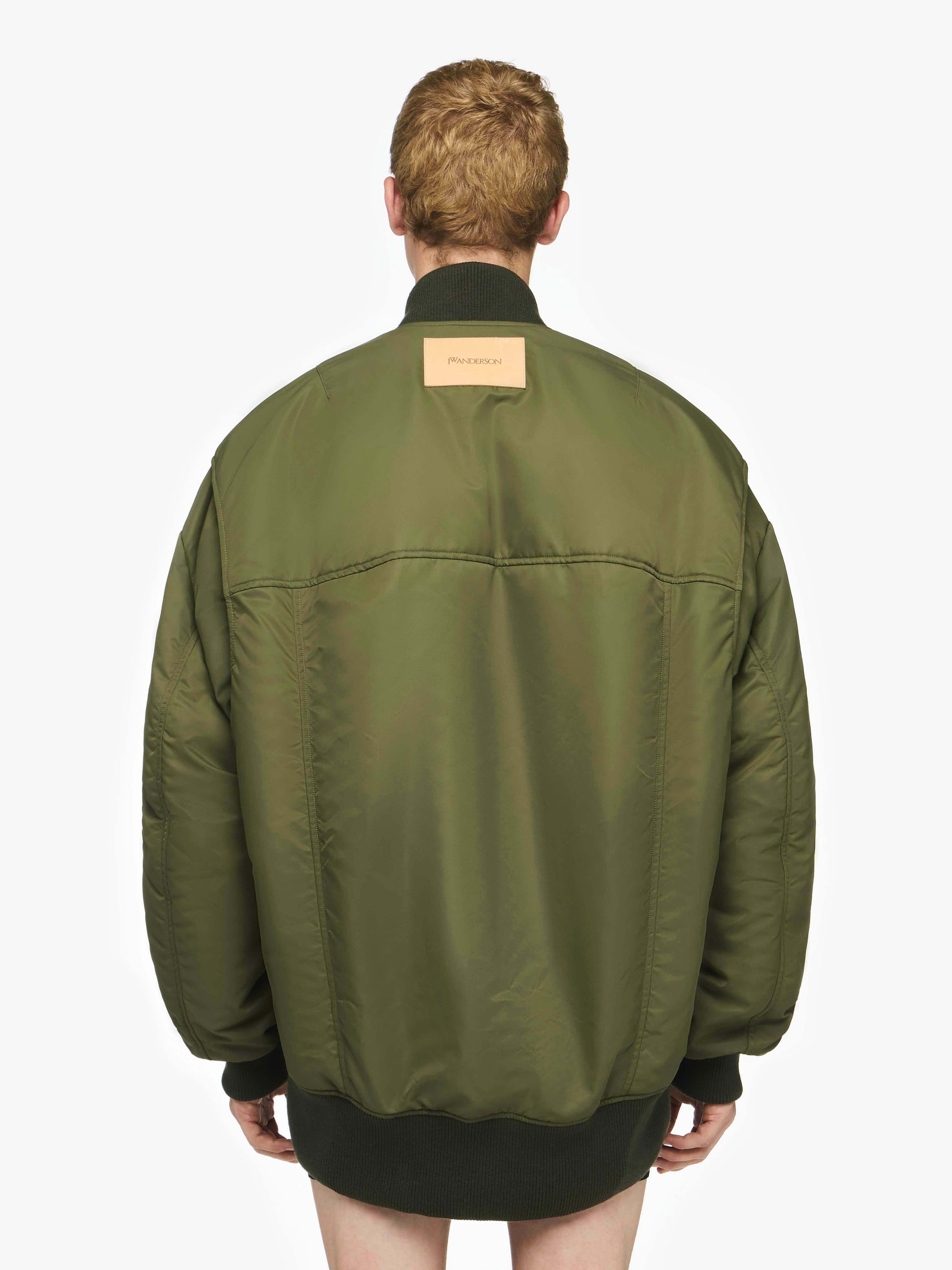 CURVED HEM OVERSIZED BOMBER JACKET