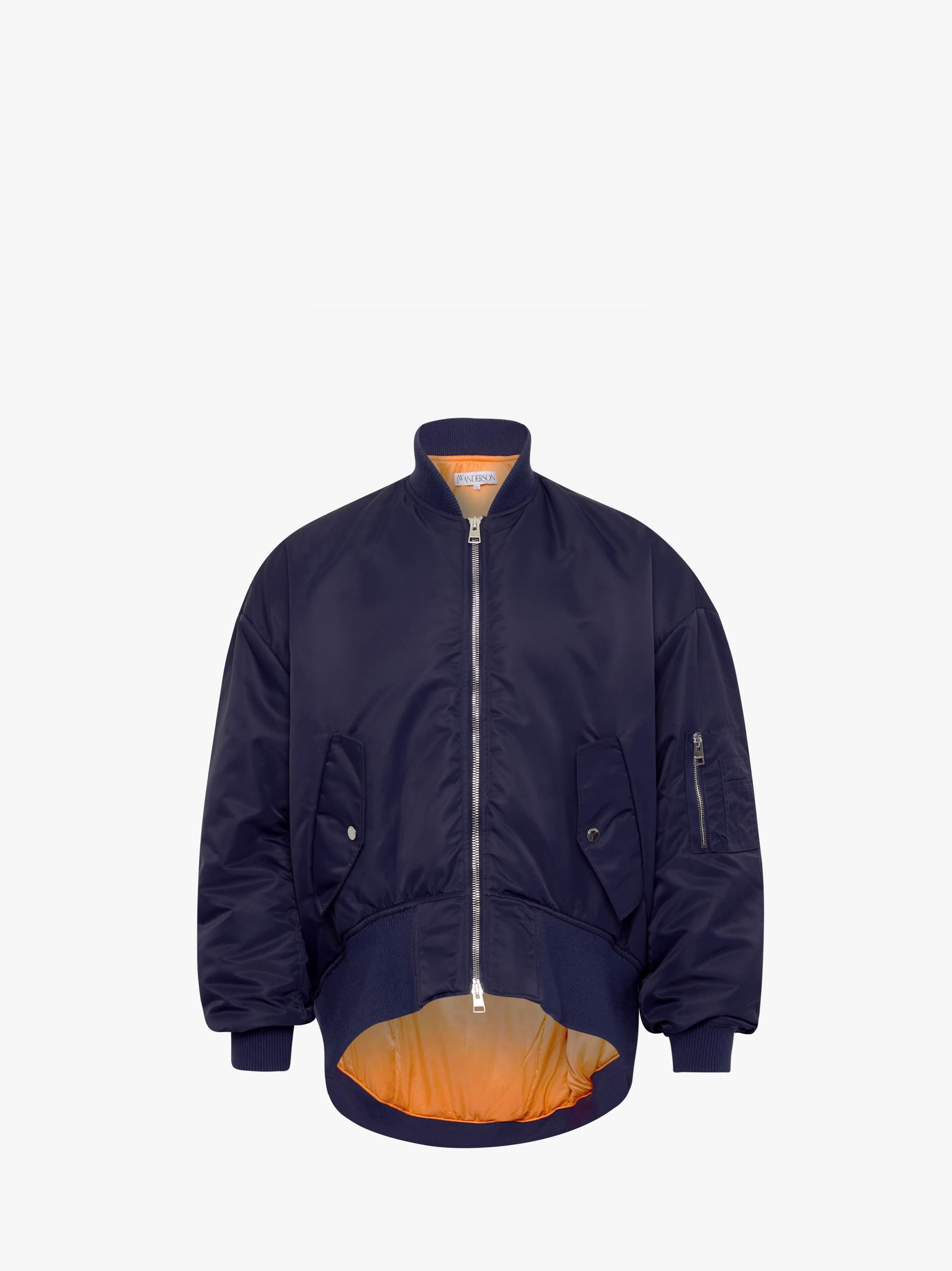 CURVED HEM OVERSIZED BOMBER JACKET