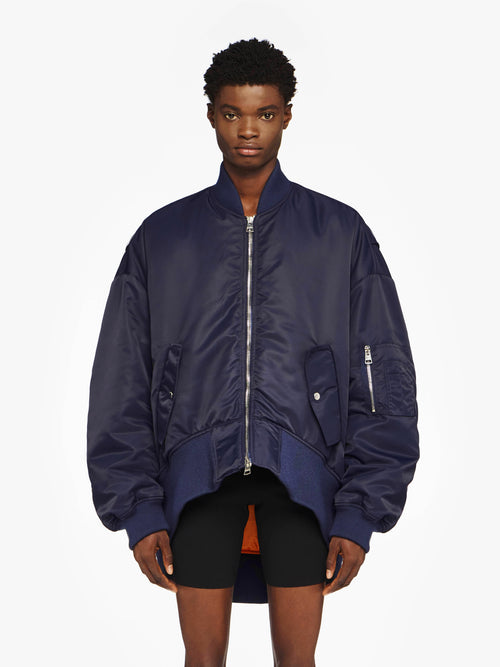 CURVED HEM OVERSIZED BOMBER JACKET