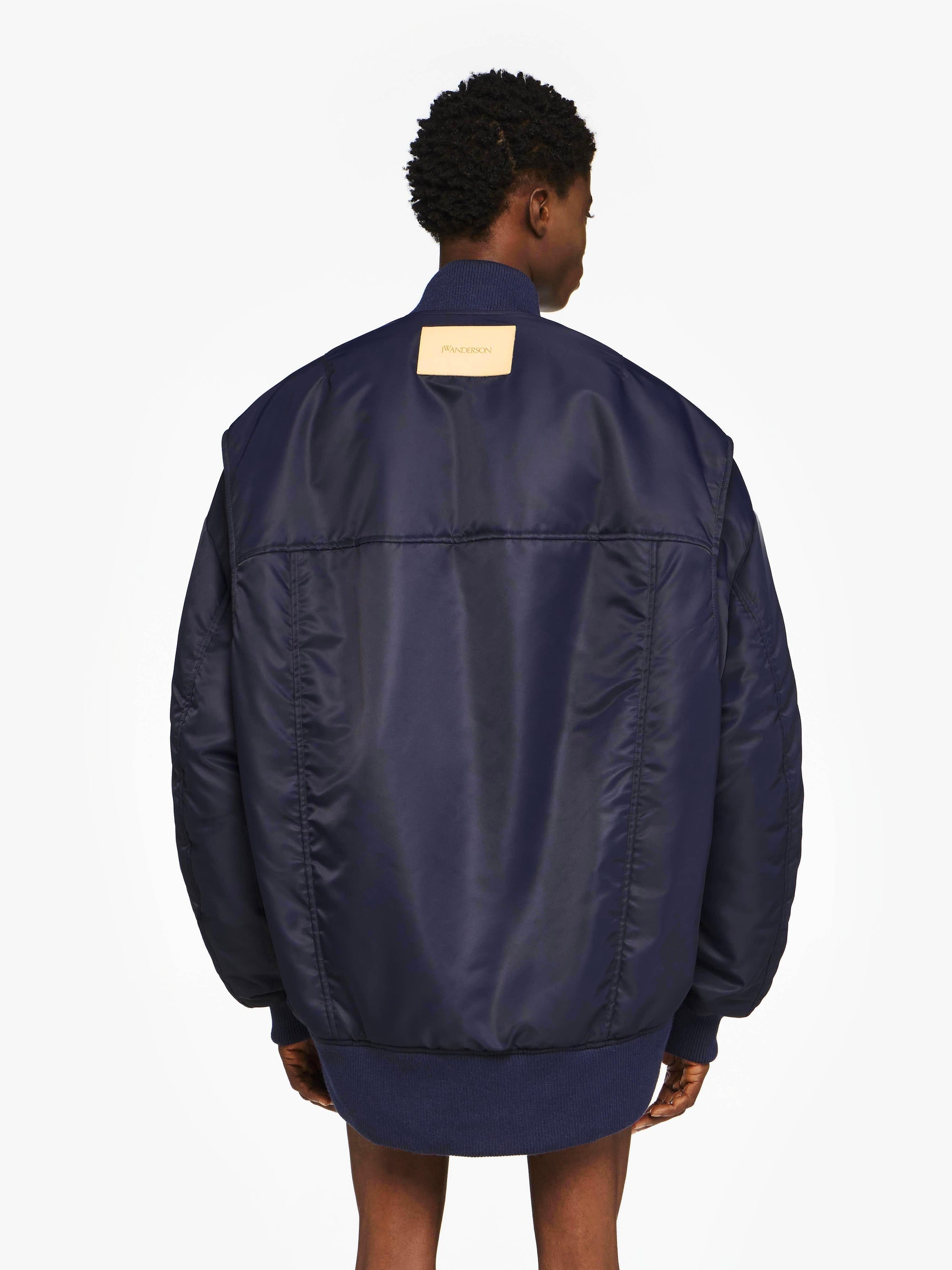 CURVED HEM OVERSIZED BOMBER JACKET