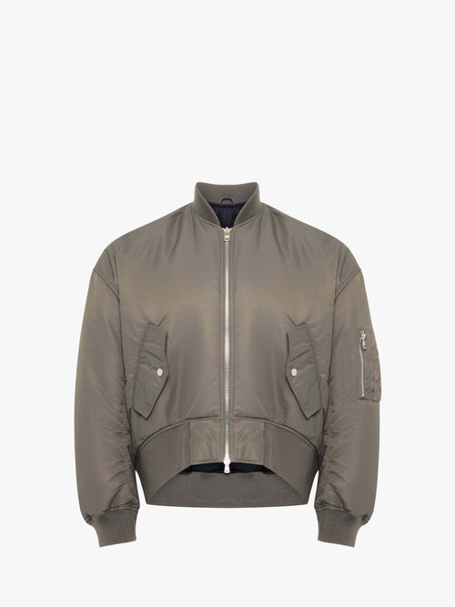 OVERSIZED CURVED HEM BOMBER JACKET