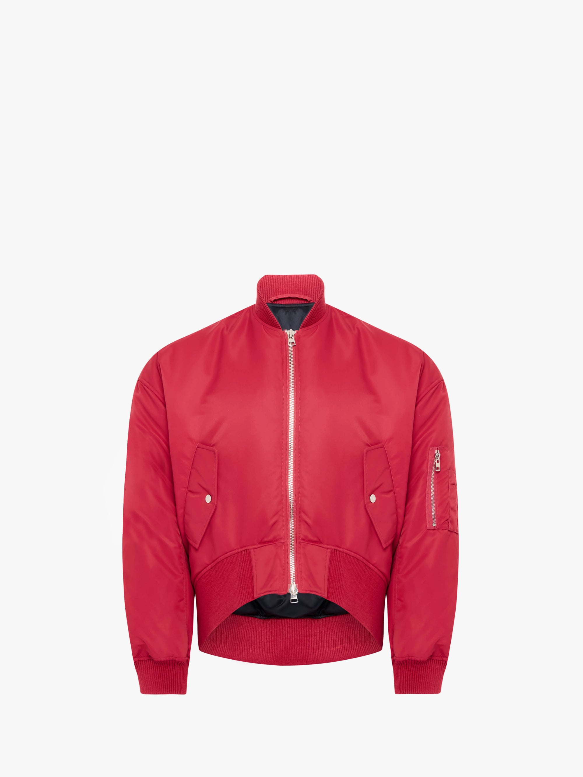 OVERSIZED CURVED HEM BOMBER JACKET
