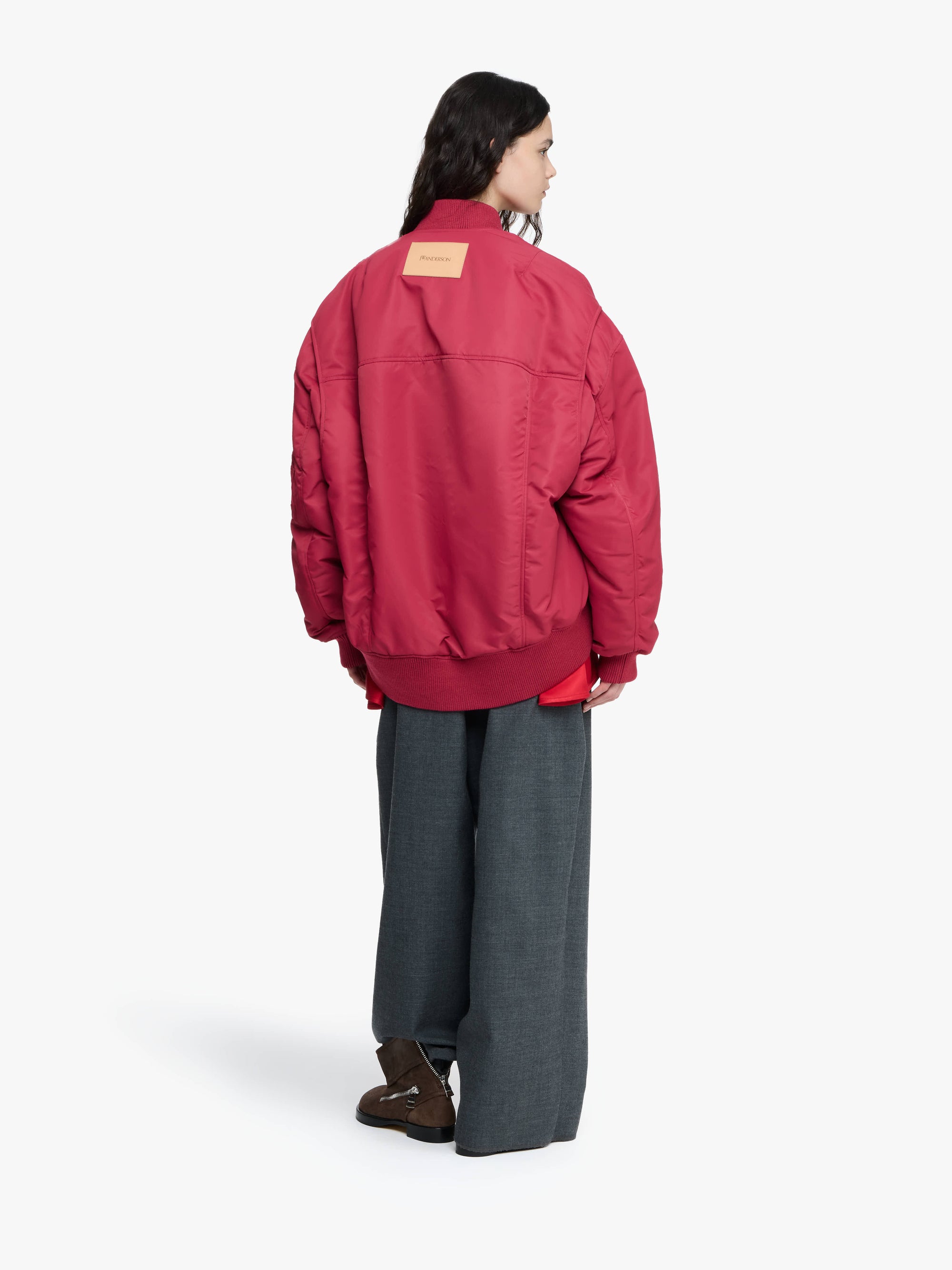 OVERSIZED CURVED HEM BOMBER JACKET