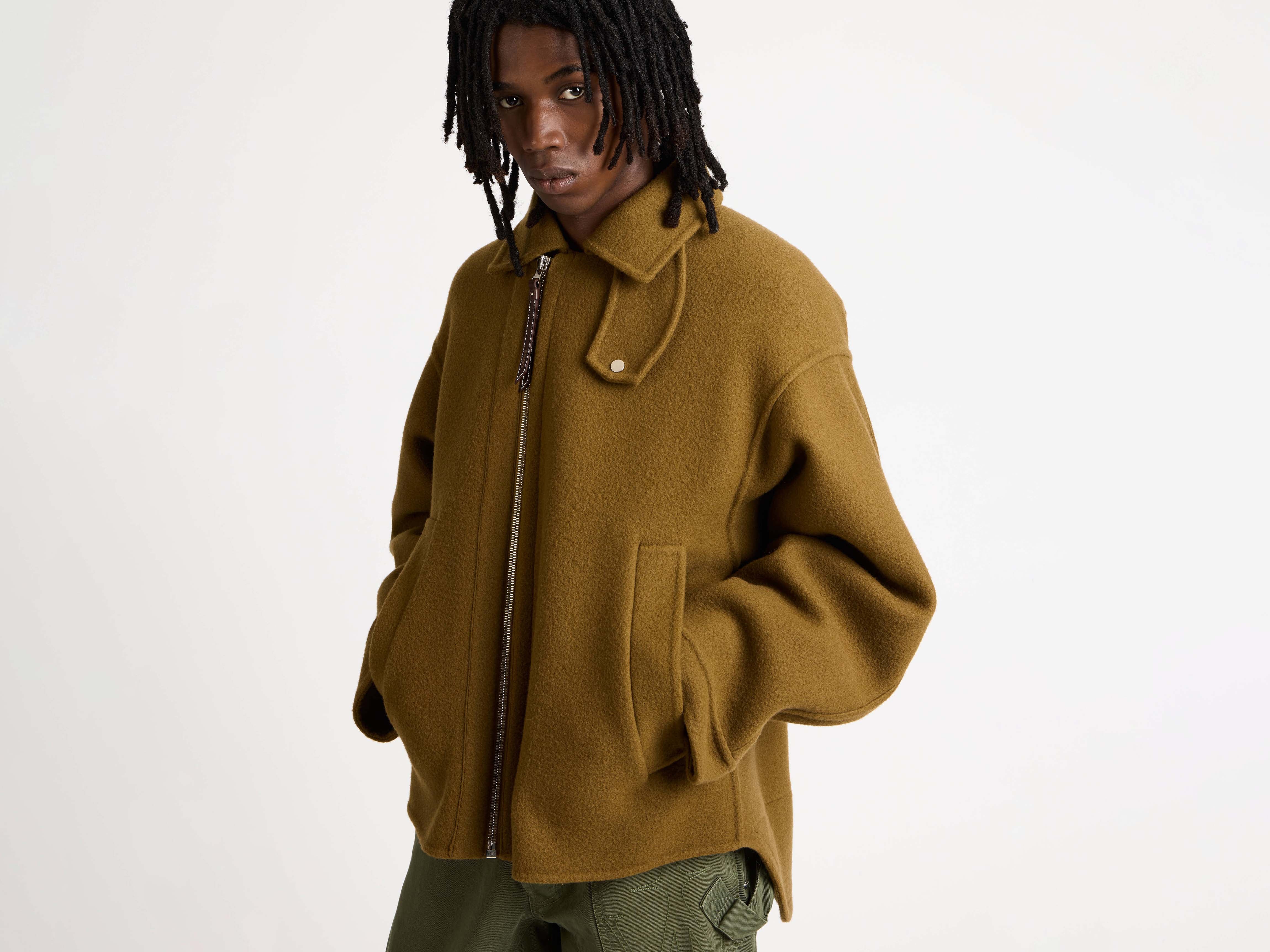 MENS DOUBLE FACED FIREMAN JACKET IN TOBACCO BROWN in TOBACCO