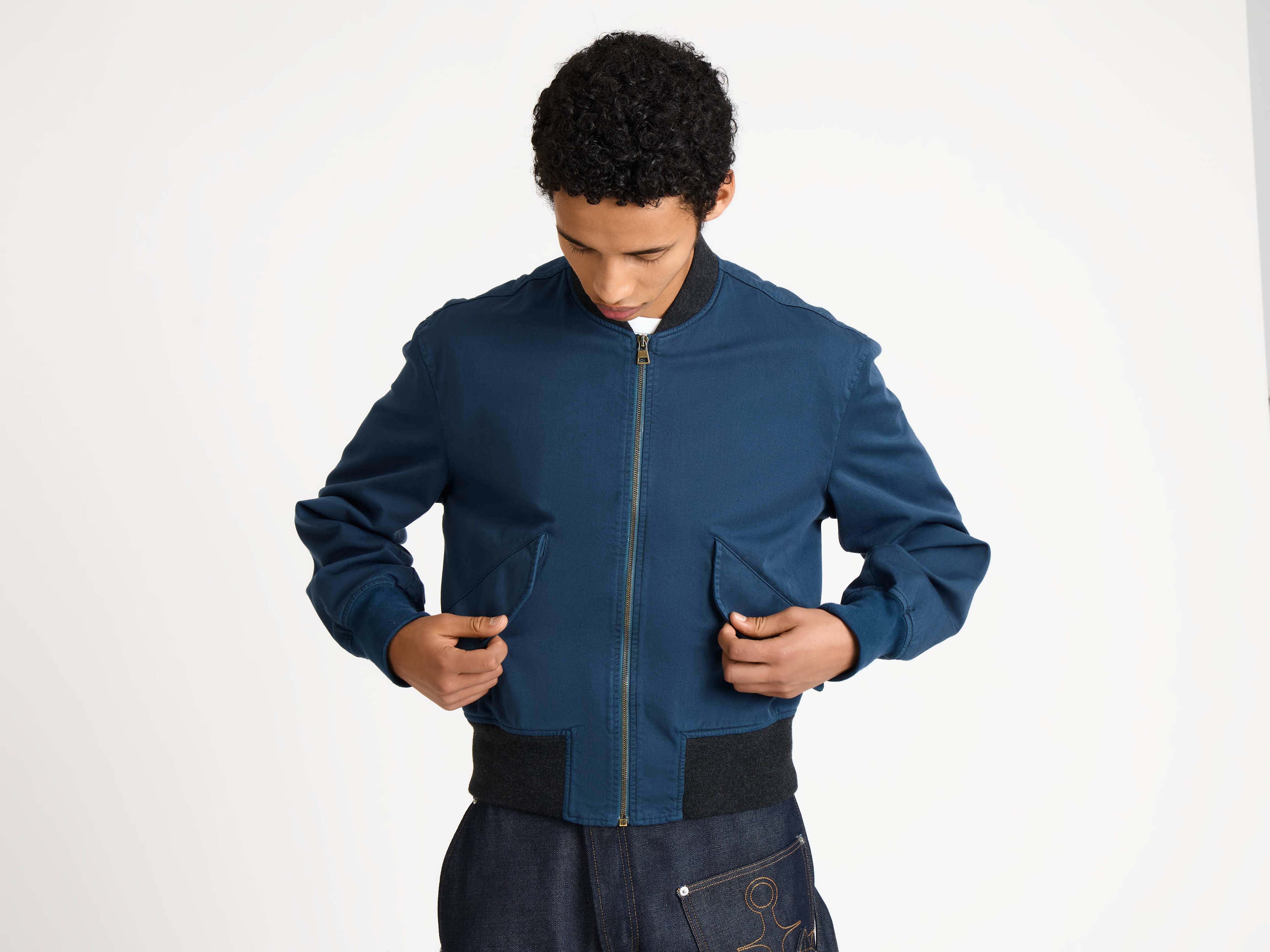 MENS BOMBER JACKET IN WASHED NAVY in WASHED NAVY JK0386PG195536244