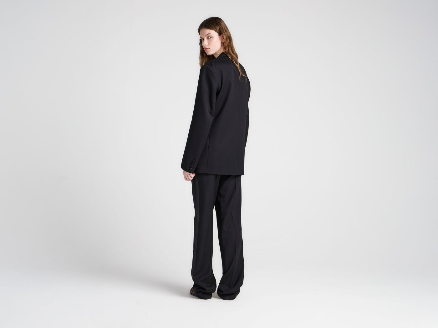 WOMENS FITTED TUXEDO JACKET IN BLACK