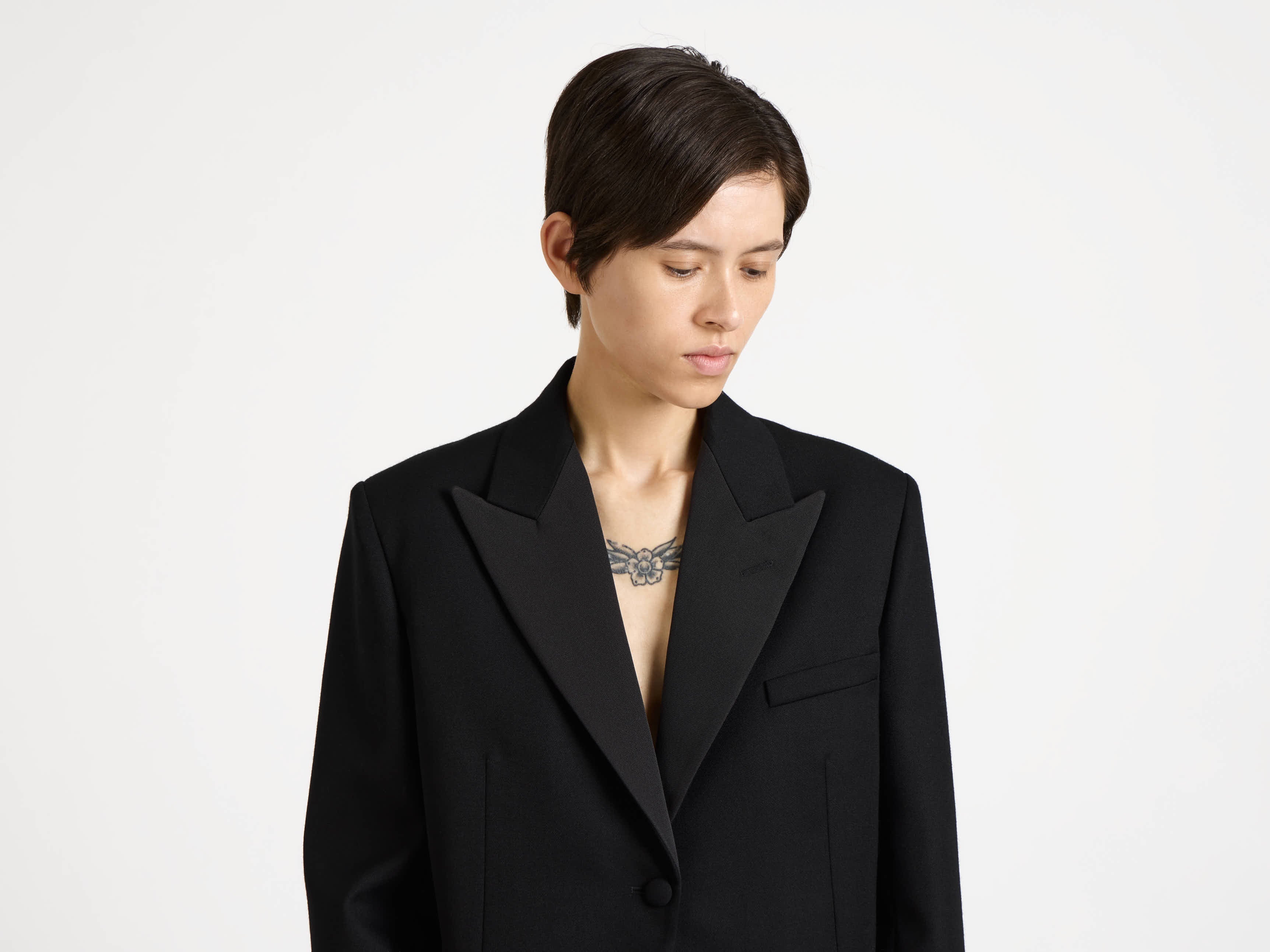 WOMENS FITTED TUXEDO JACKET IN BLACK in BLACK JK0403PG188399906