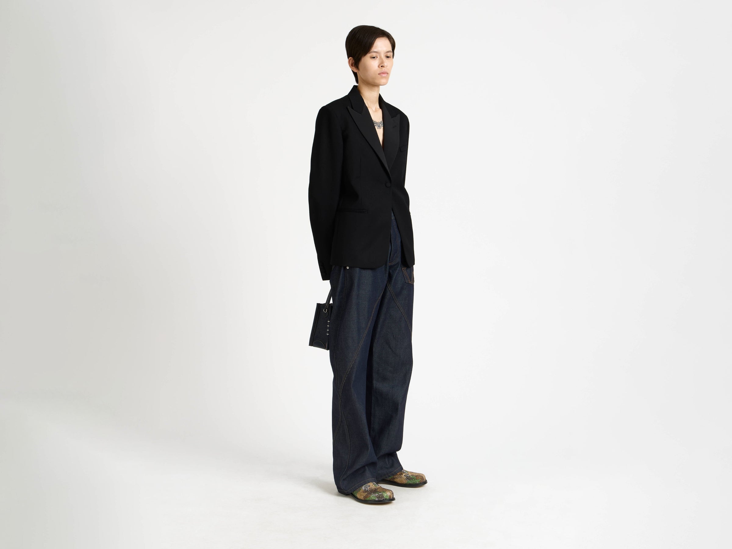 tuxedo jacket black Model Front 3