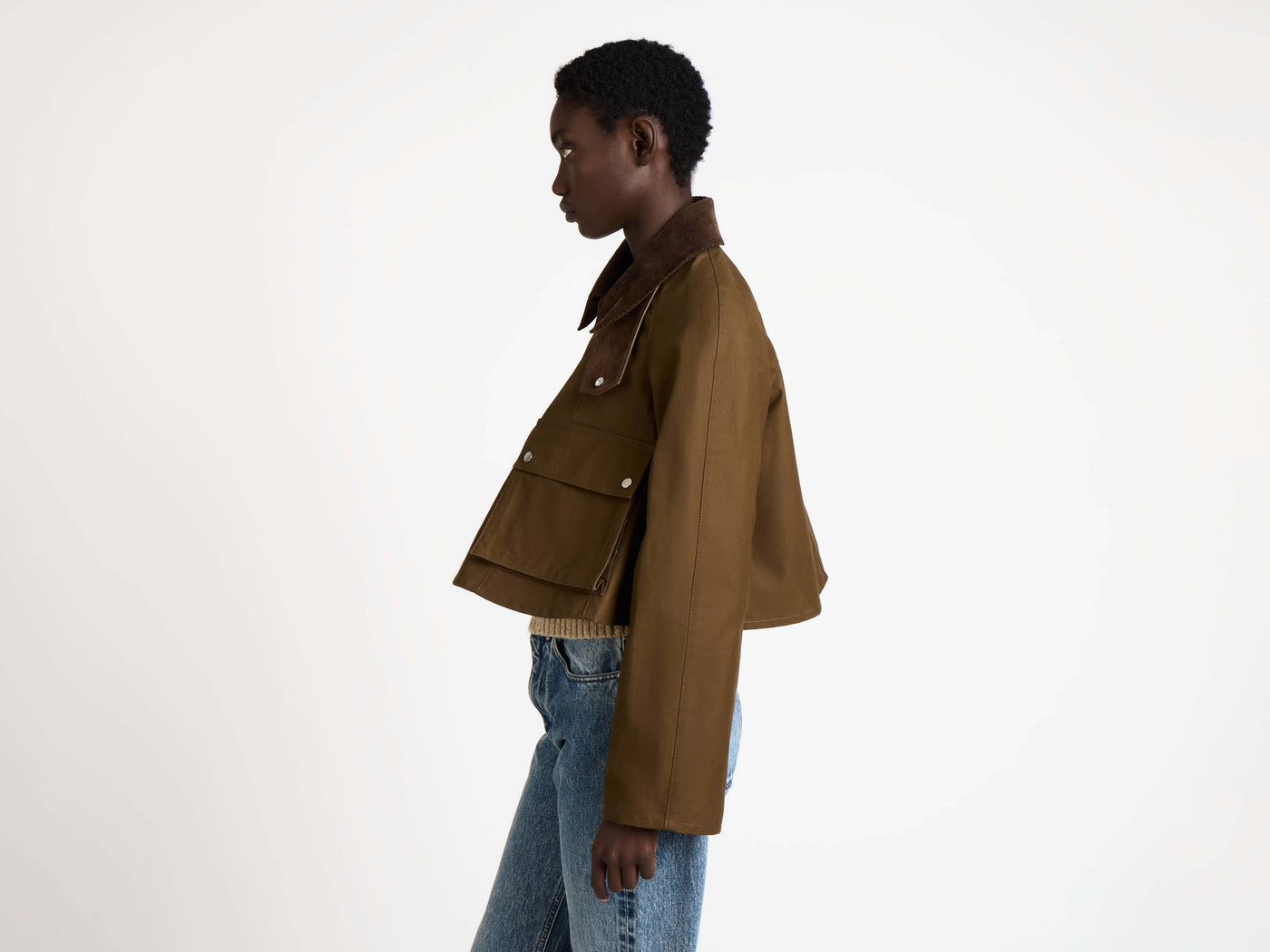 barn jacket dark olive Model Detail 5