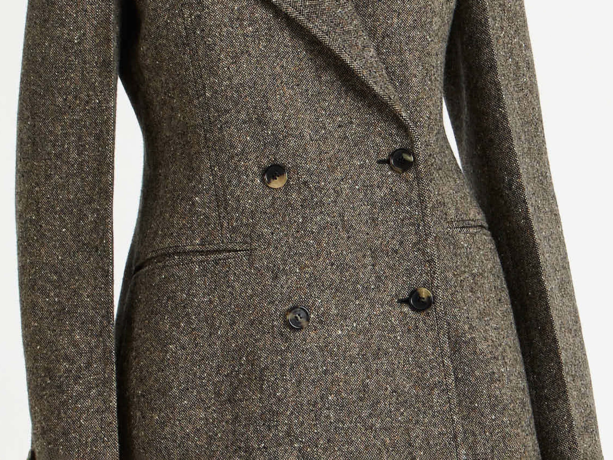 FITTED WAIST TAILORED JACKET IN BEIGE & BLACK