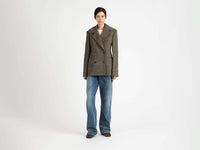 FITTED WAIST TAILORED JACKET IN BEIGE & BLACK