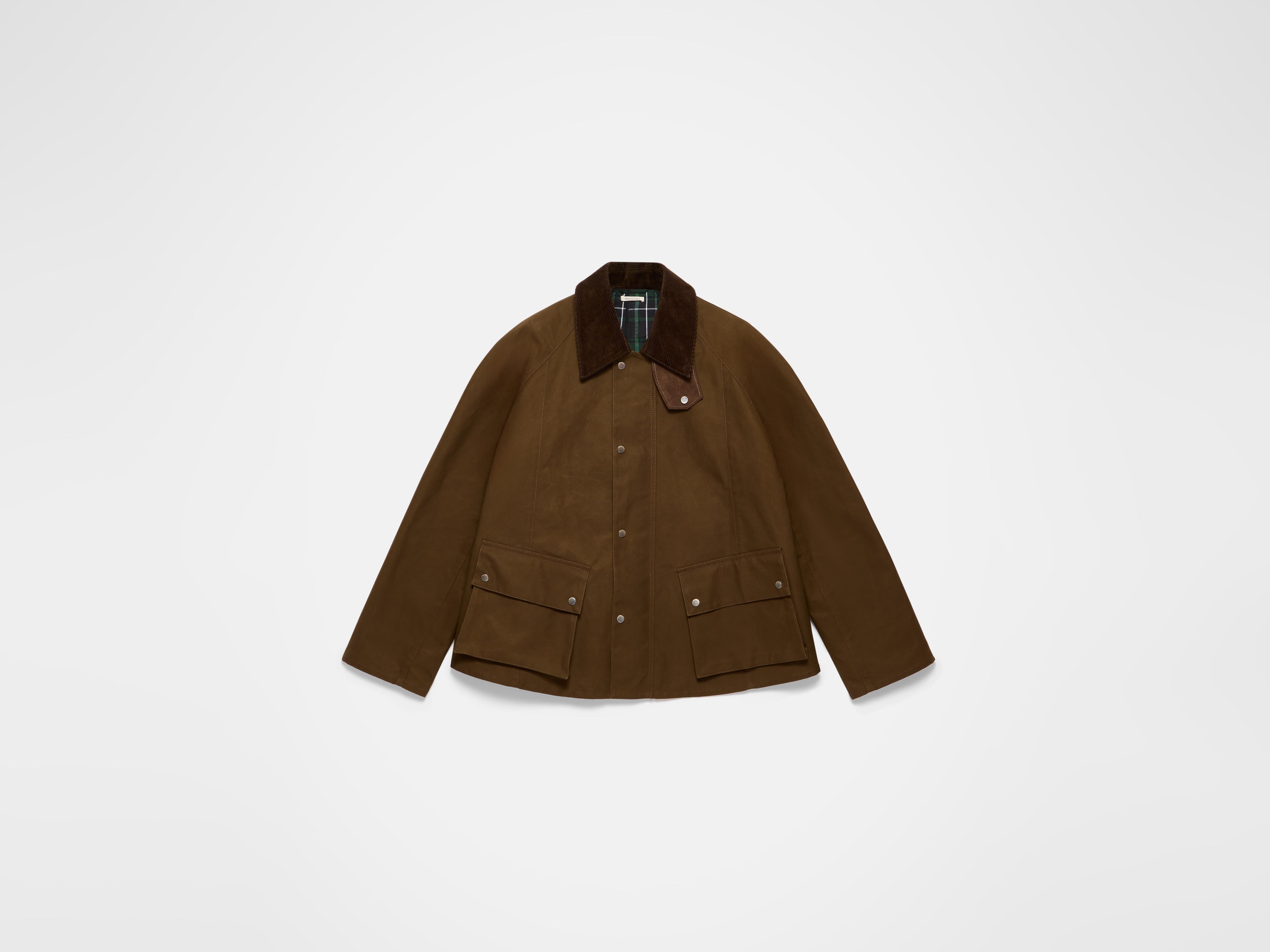MENS RAGLAN SLEEVE OUTDOOR JACKET IN DARK OLIVE in DARK OLIVE