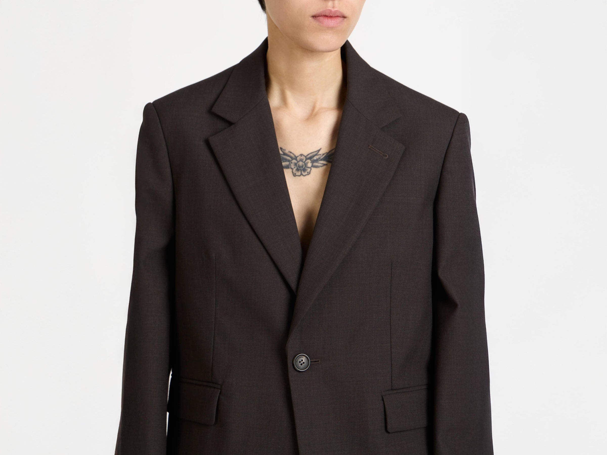 bell sleeve jacket chocolate brown Model Detail 6