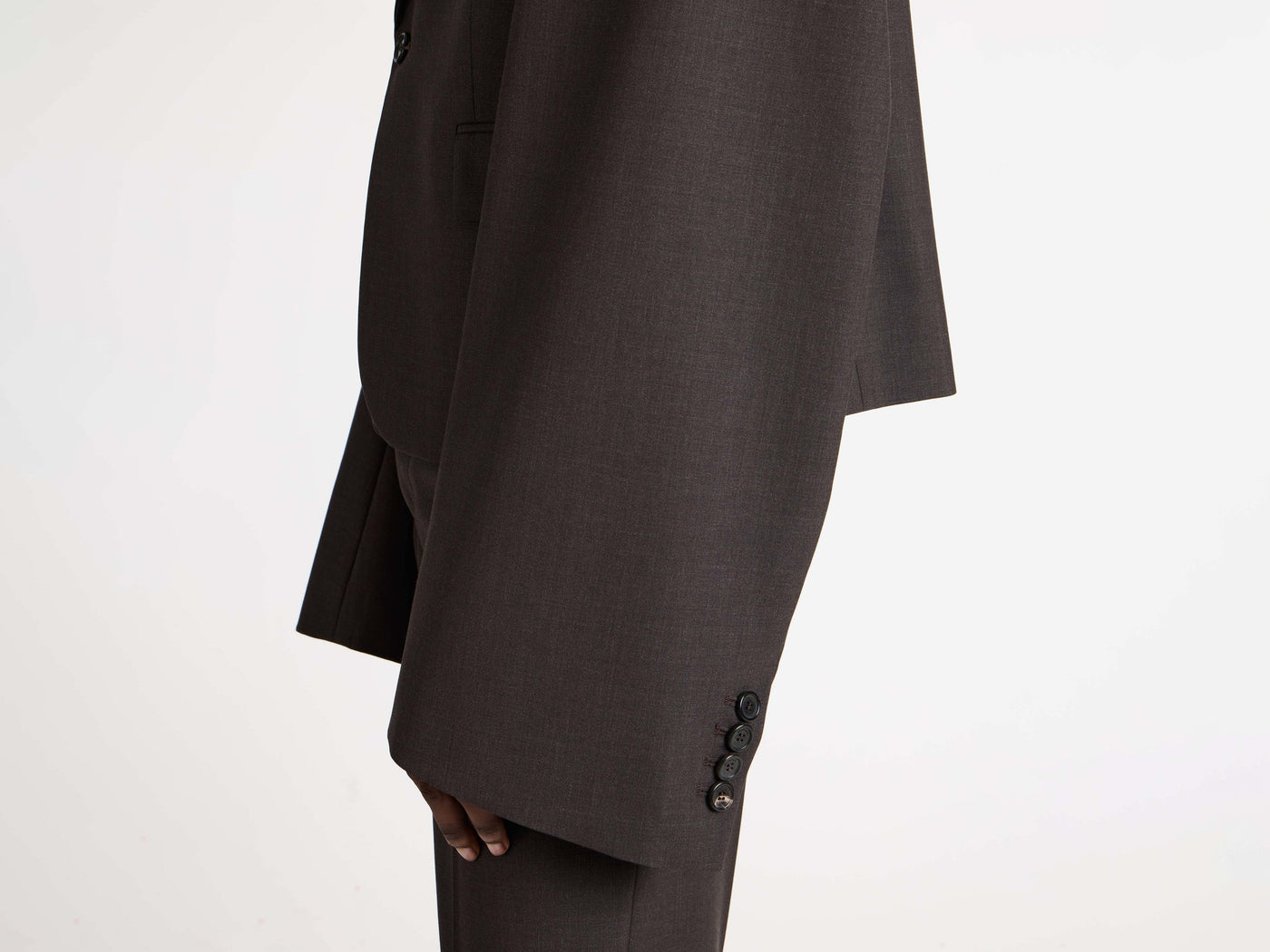 wide sleeve blazer chocolate brown Model Detail 4