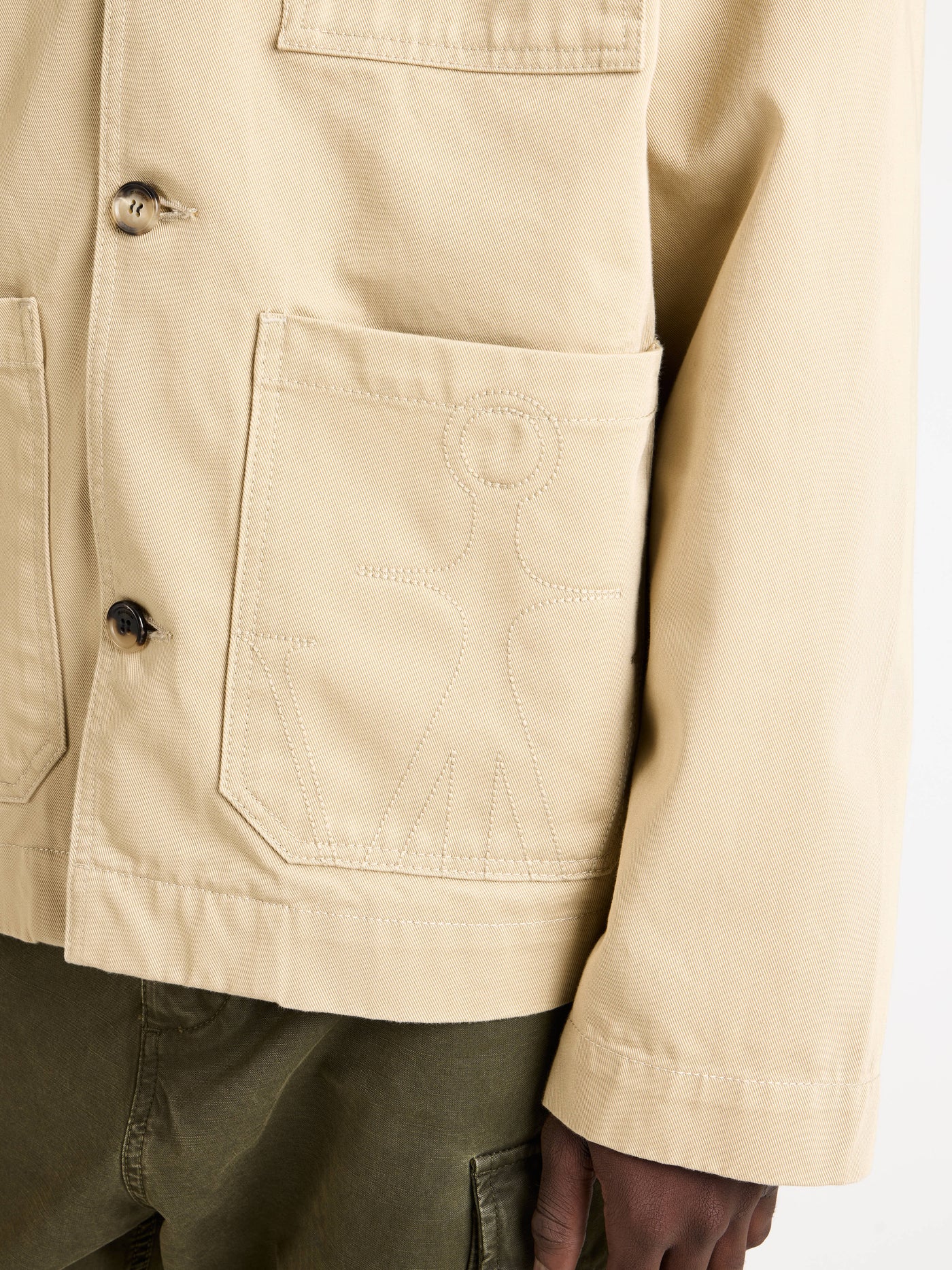 MENS PATCH POCKET JACKET IN  BEIGE