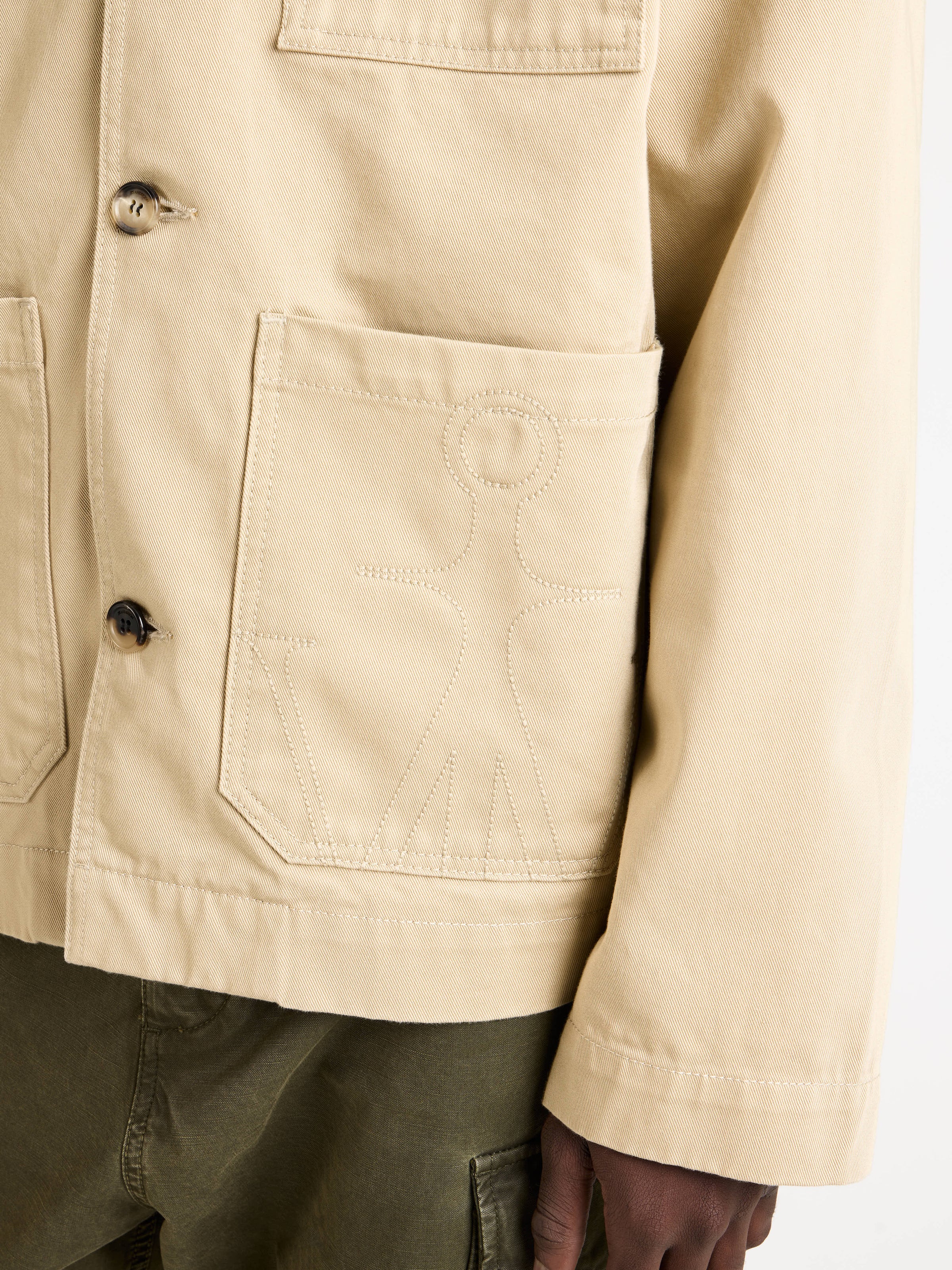 MENS PATCH POCKET JACKET IN  BEIGE