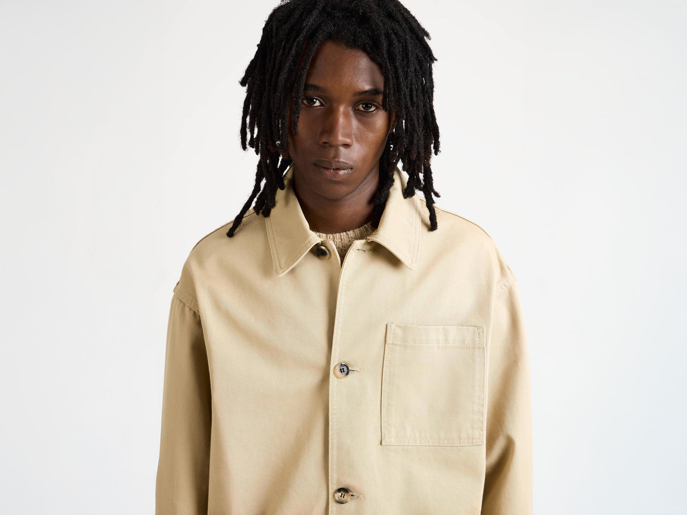 patch pocket jacket beige Model Detail 5