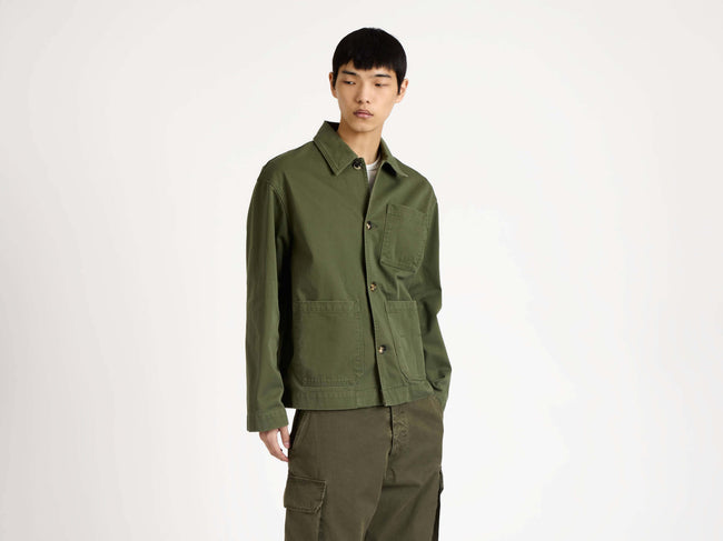 MENS PATCH POCKET JACKET IN WASHED GREEN