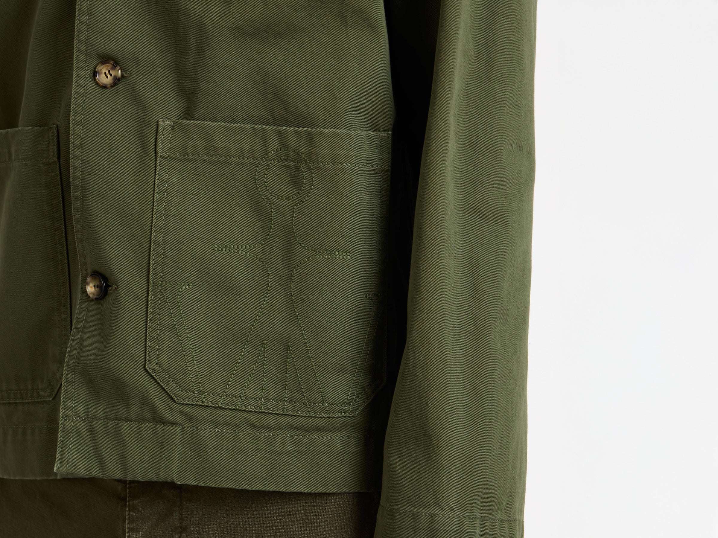 patch pocket jacket washed green Model Detail 5