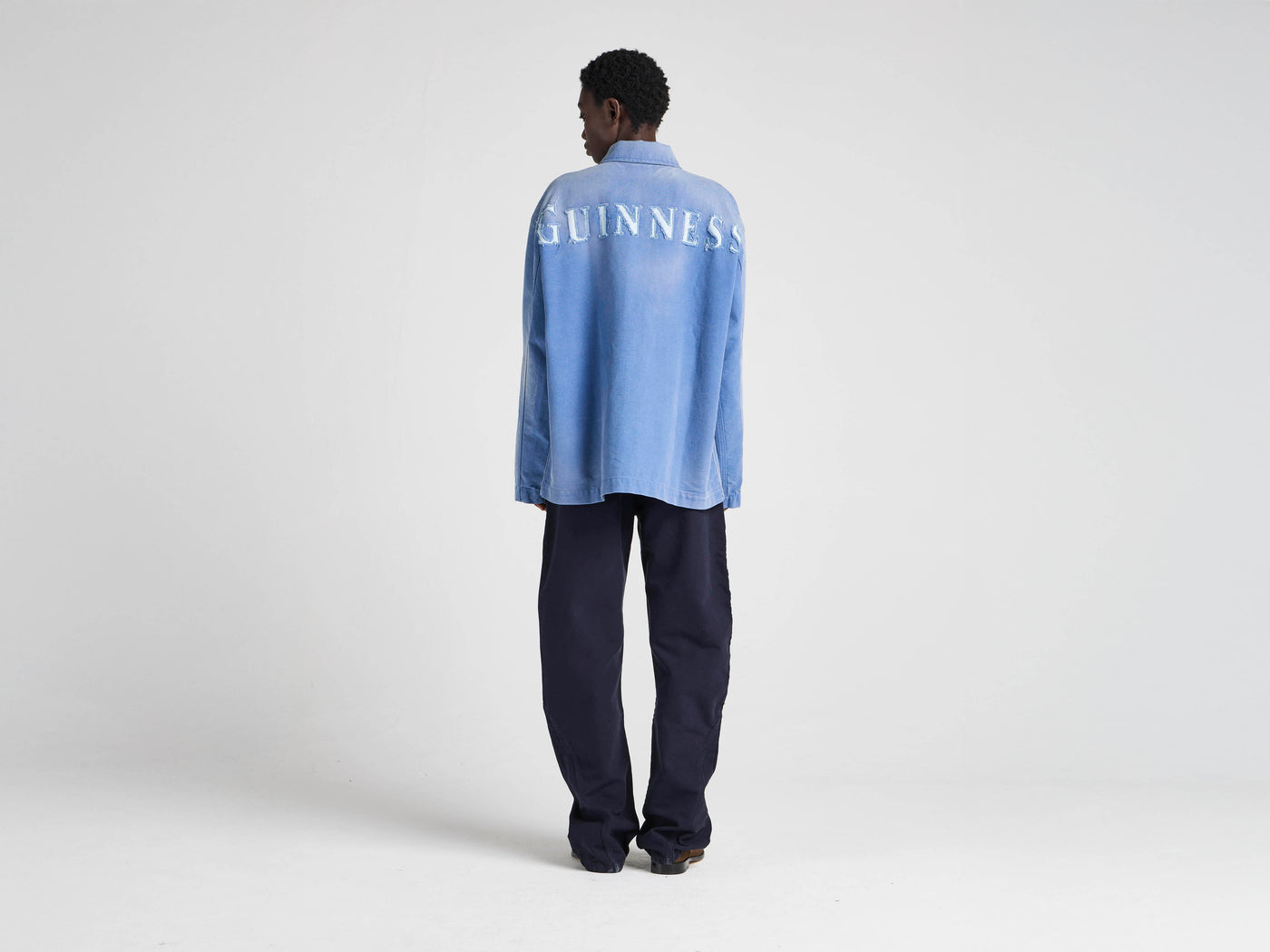 Unisex JW ANDERSON X GUINNESS WORKWEAR CHORE JACKET IN MID-BLUE WASHED DENIM