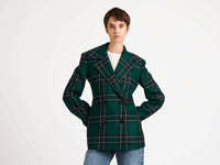 cinched waist tailored jacket forest green Model Front 1