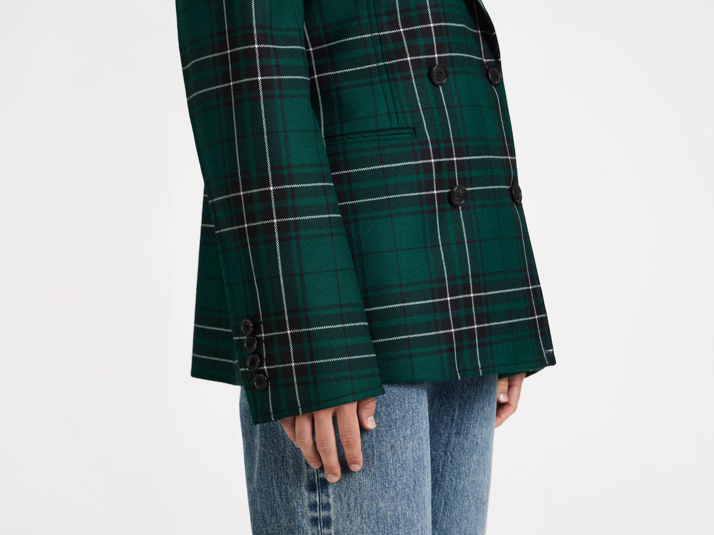cinched waist tailored jacket forest green Model Detail 8