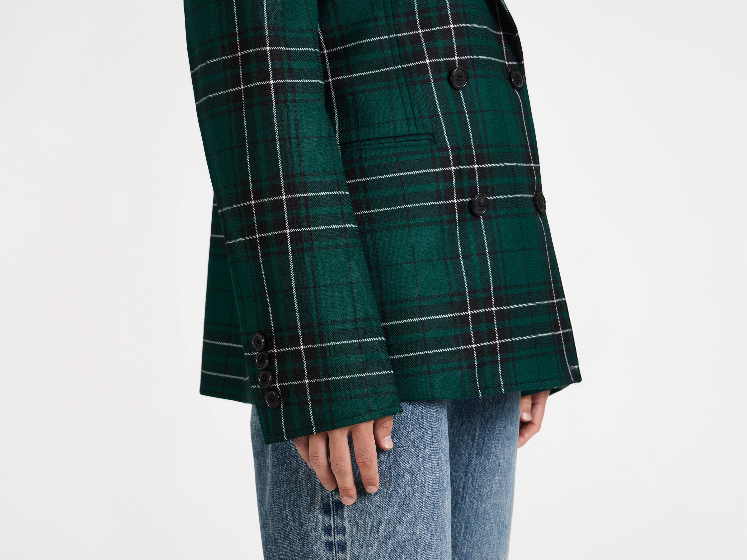 cinched waist tailored jacket forest green Model Detail 8