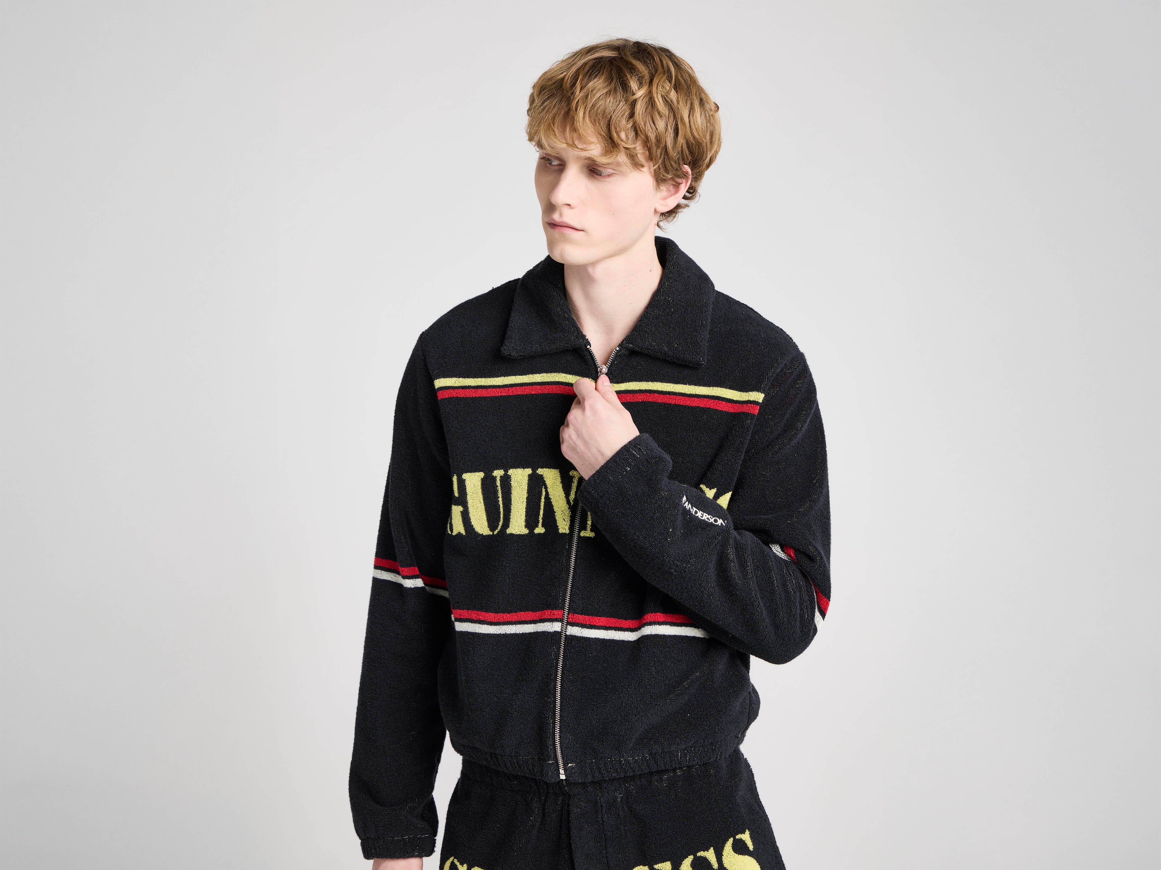 Unisex JW ANDERSON X GUINNESS TOWELLING JACKET IN BLACK in BLACK