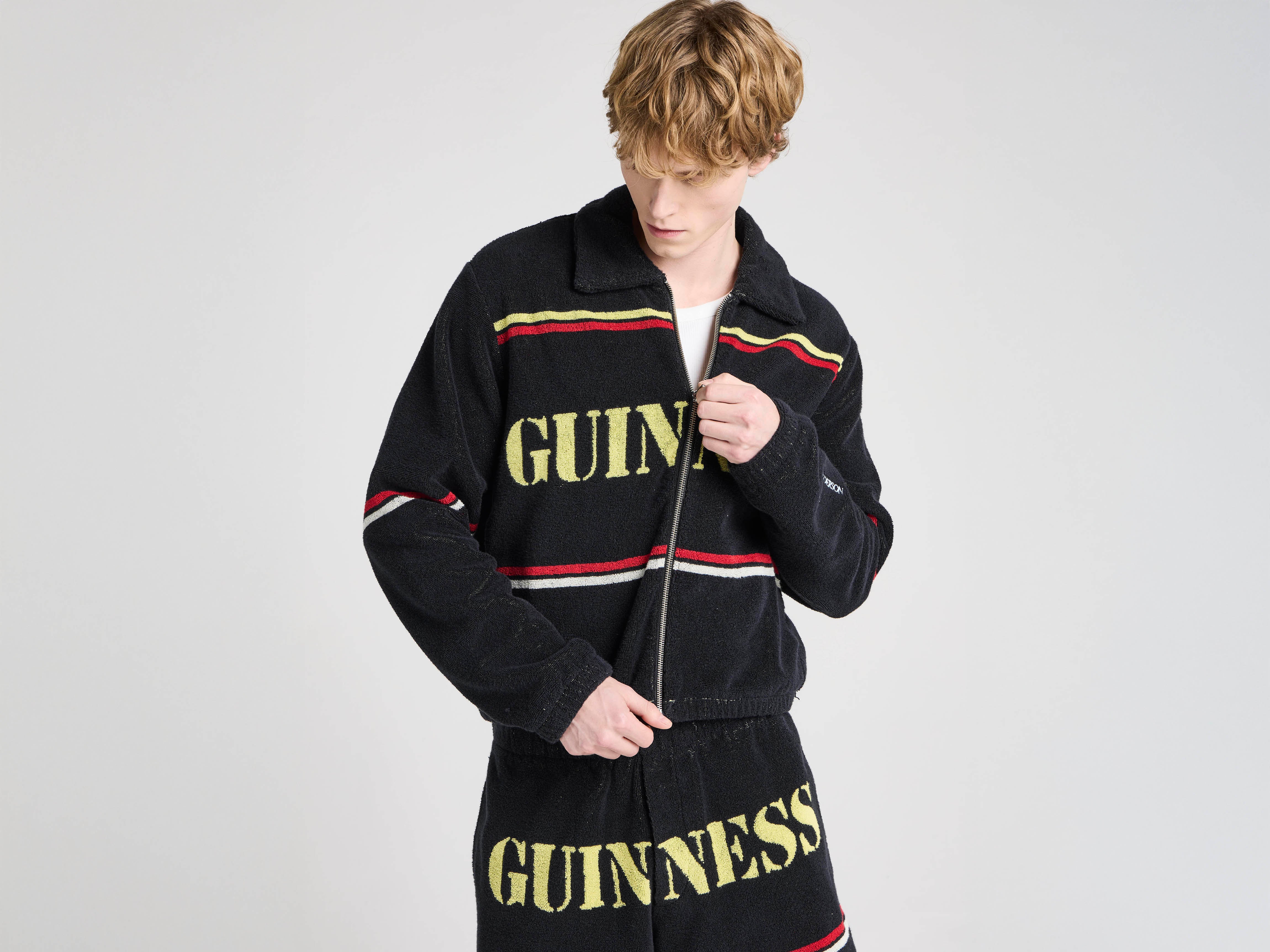 Unisex JW ANDERSON X GUINNESS TOWELLING JACKET IN BLACK in BLACK