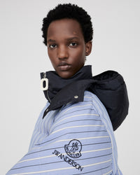 WOMENS JW ANDERSON X MONCLER STRIPED PUFFER JACKET IN BLUE & WHITE