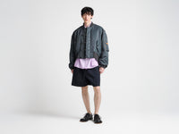 MENS OVERSIZED TIPPED HEM BOMBER JACKET IN DARK GREY