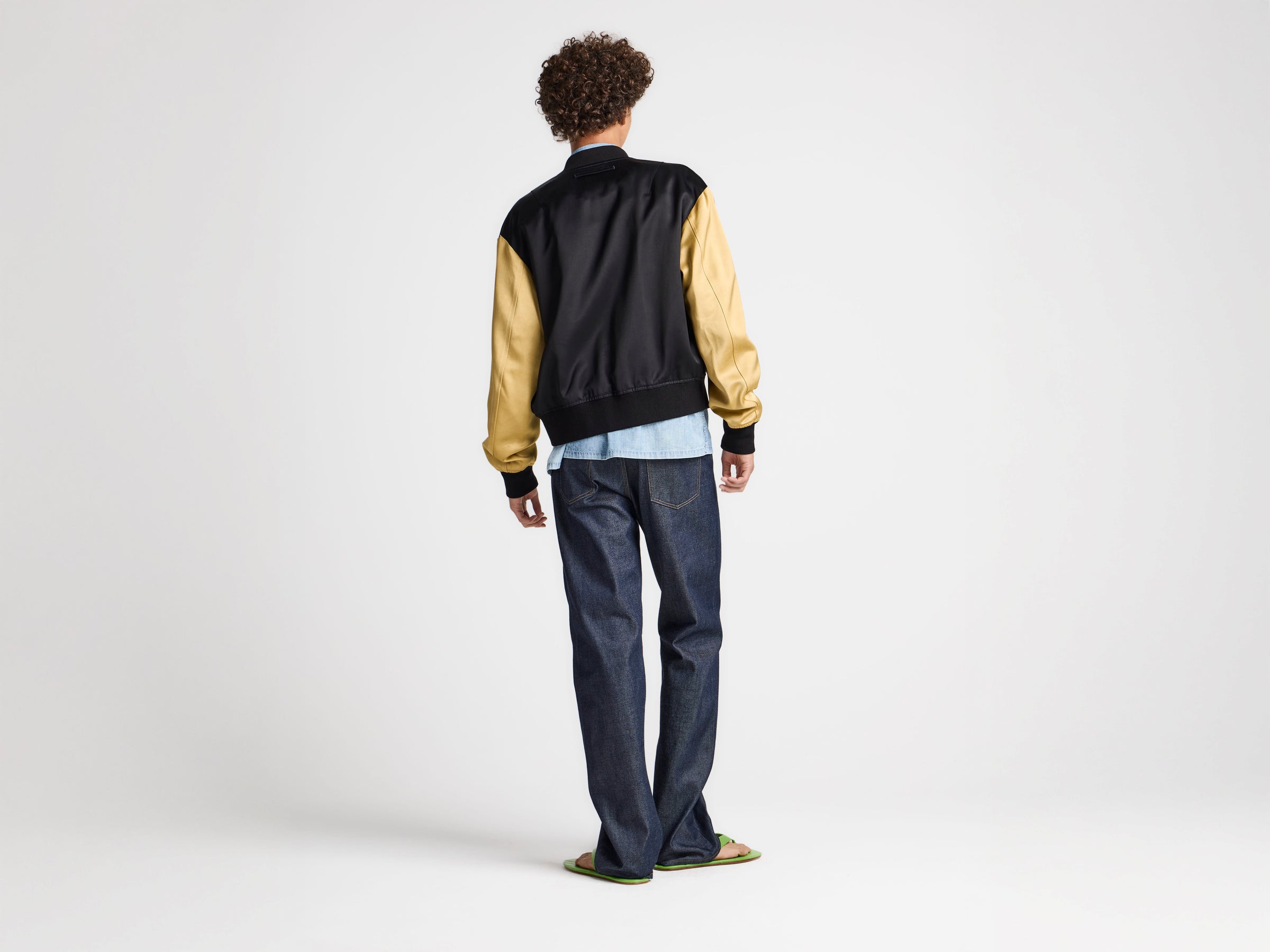 MENS SATIN BLOUSON IN BLACK & MULTI